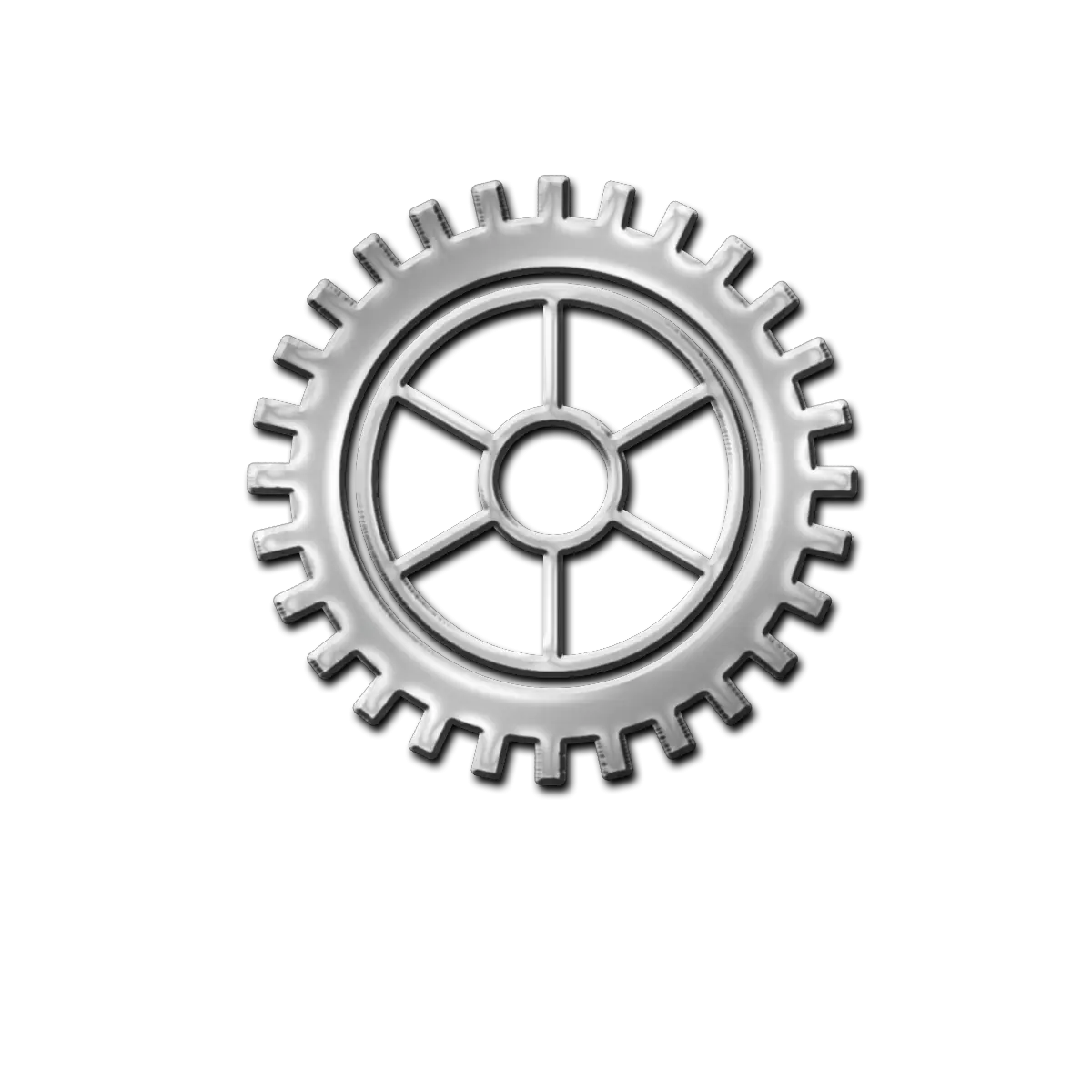 Silver Metal Gear with Rotational Design