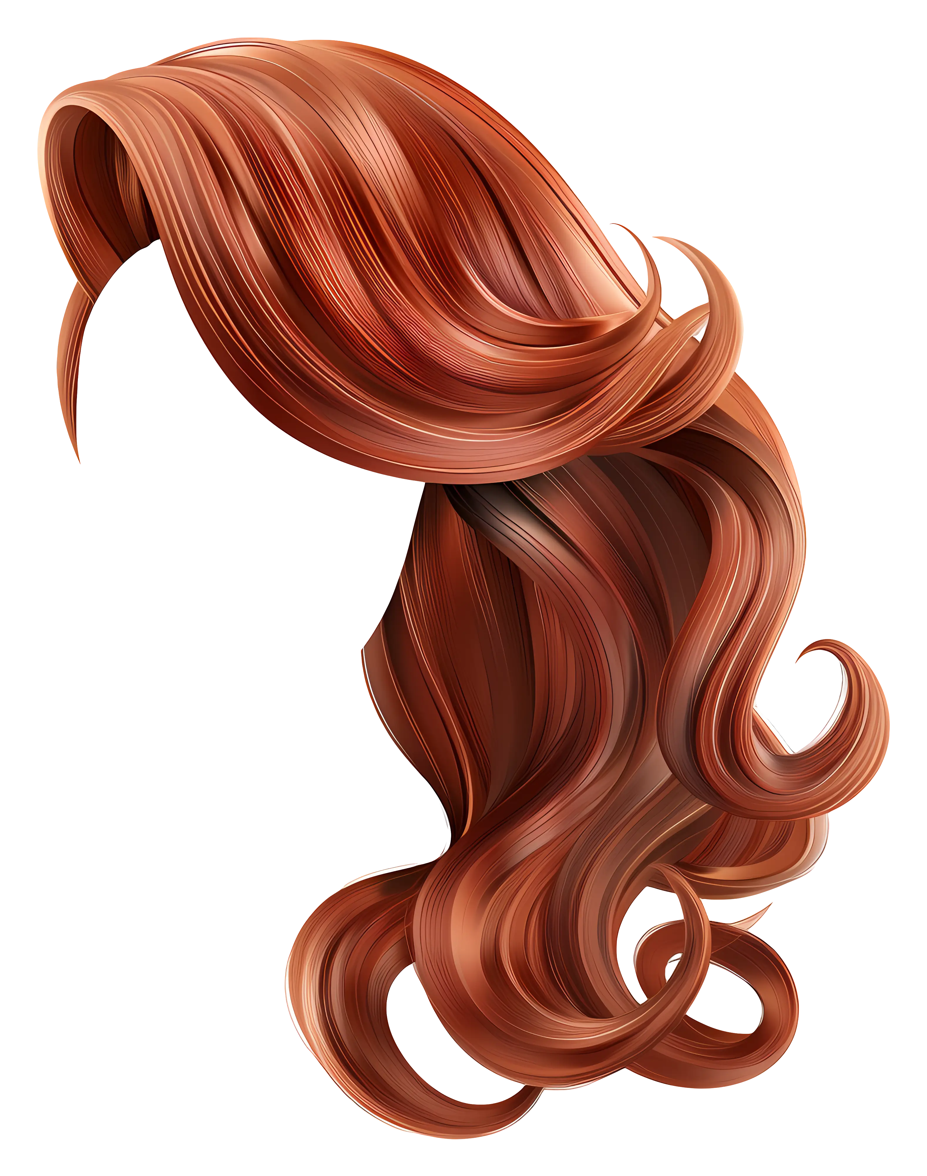 Brown Flowing Curly Hairstyle Illustration