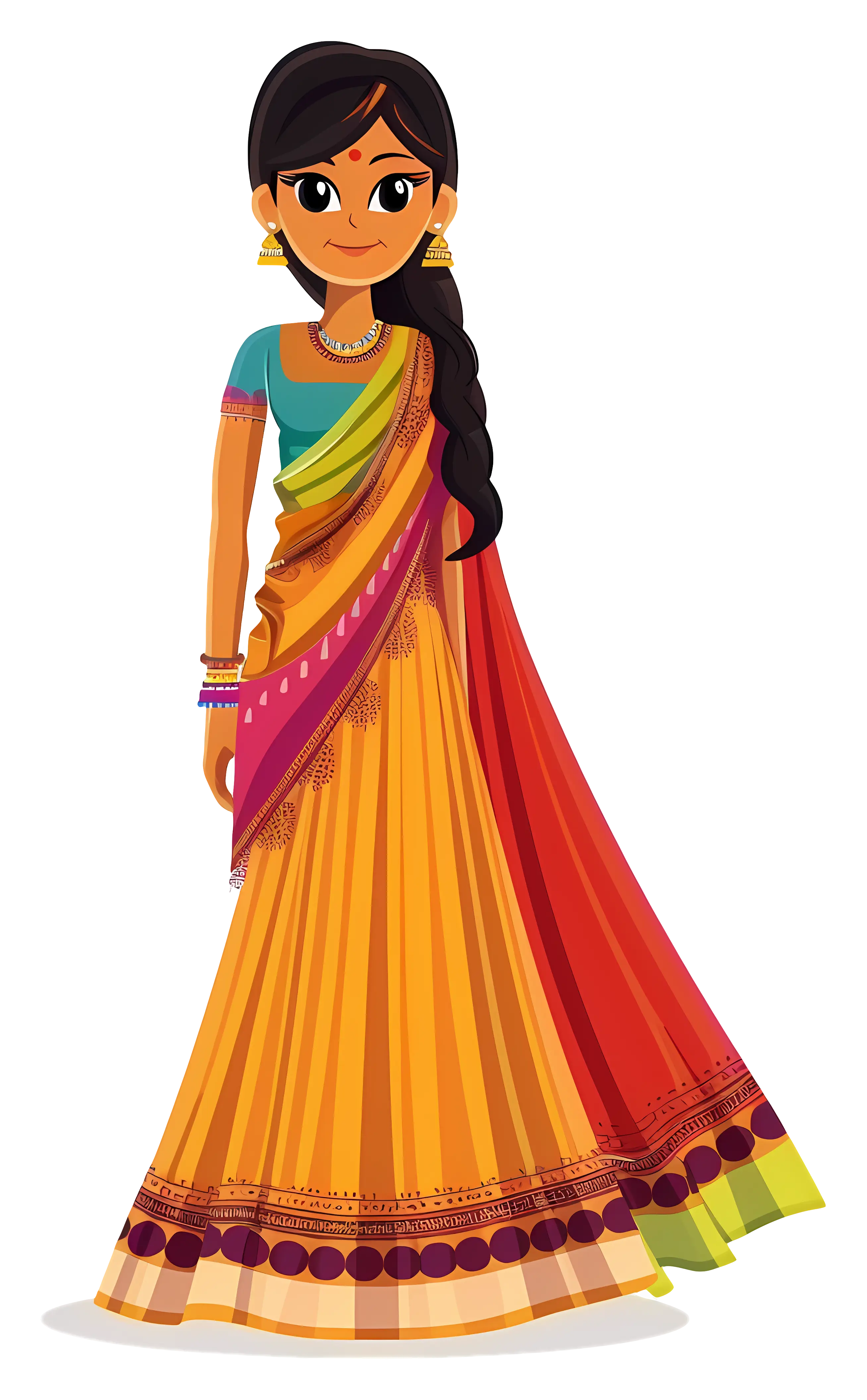 Indian Girl Wearing a Multicolored Saree