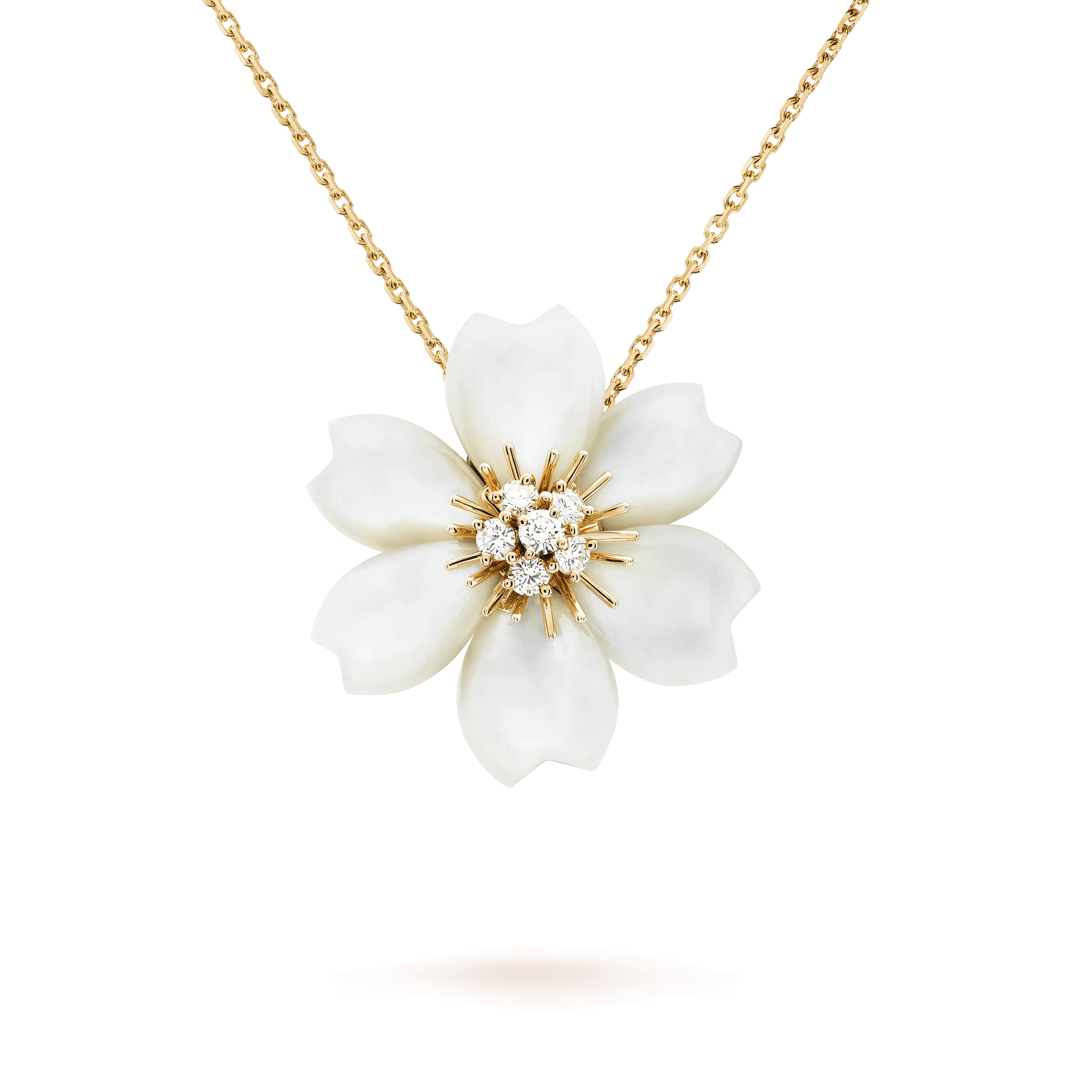 White Flower Necklace with Gold Chain