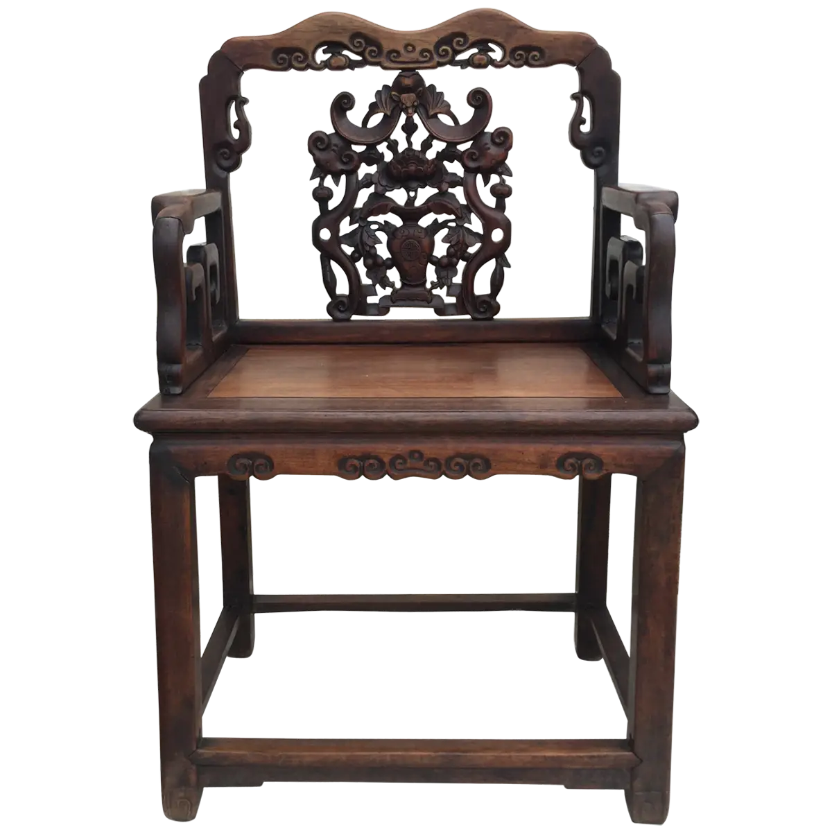 Antique Wooden Chair with Decorative Design