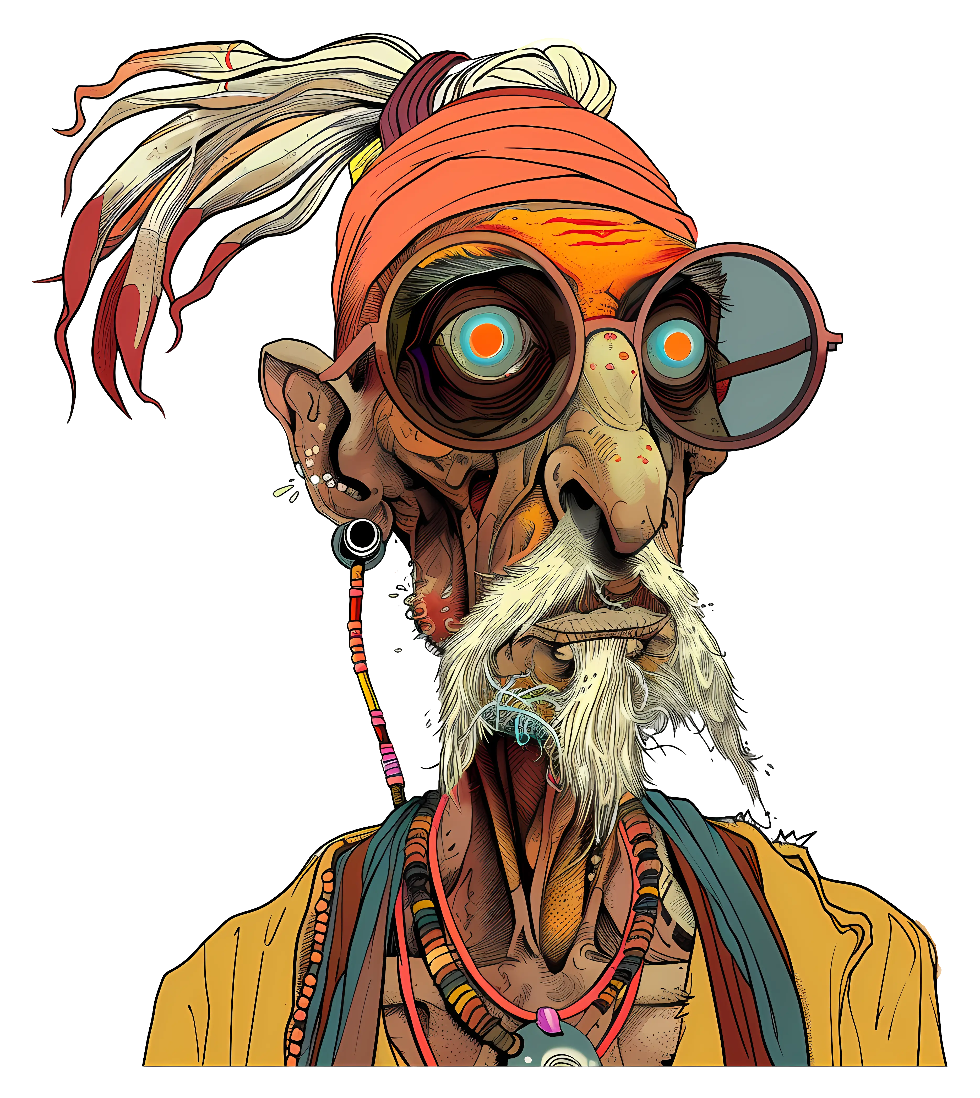 Eccentric Old Man Character Illustration