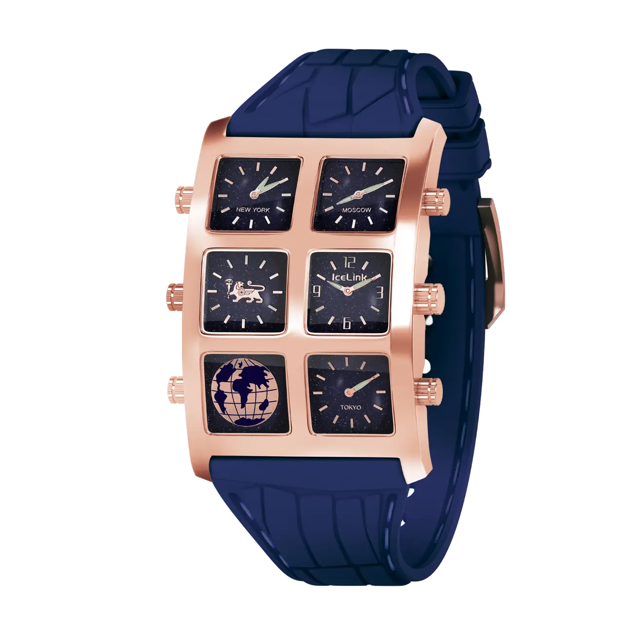 Multi-timezone Watch with Blue Strap