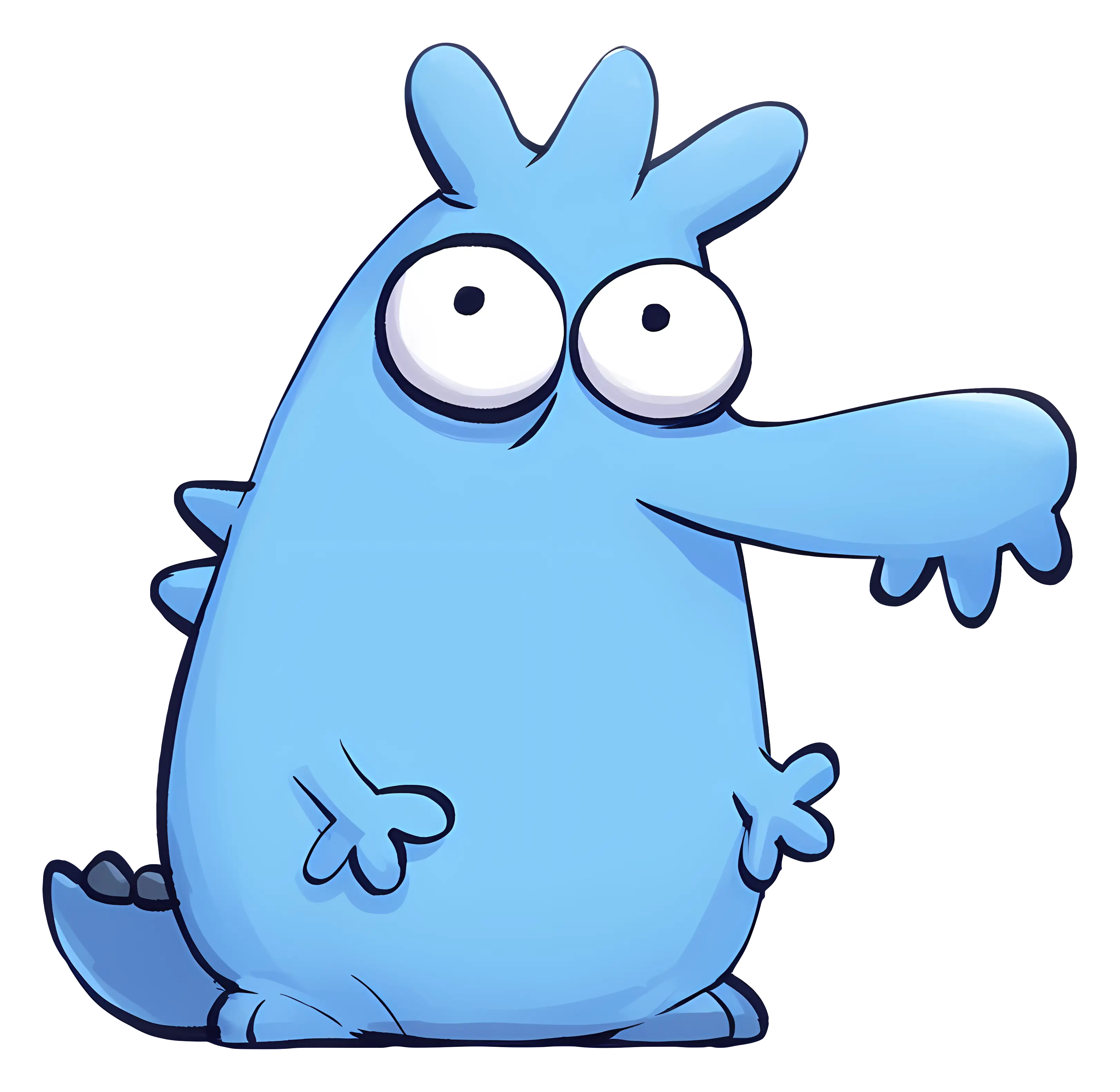 Blue Cartoon Creature with Big Eyes