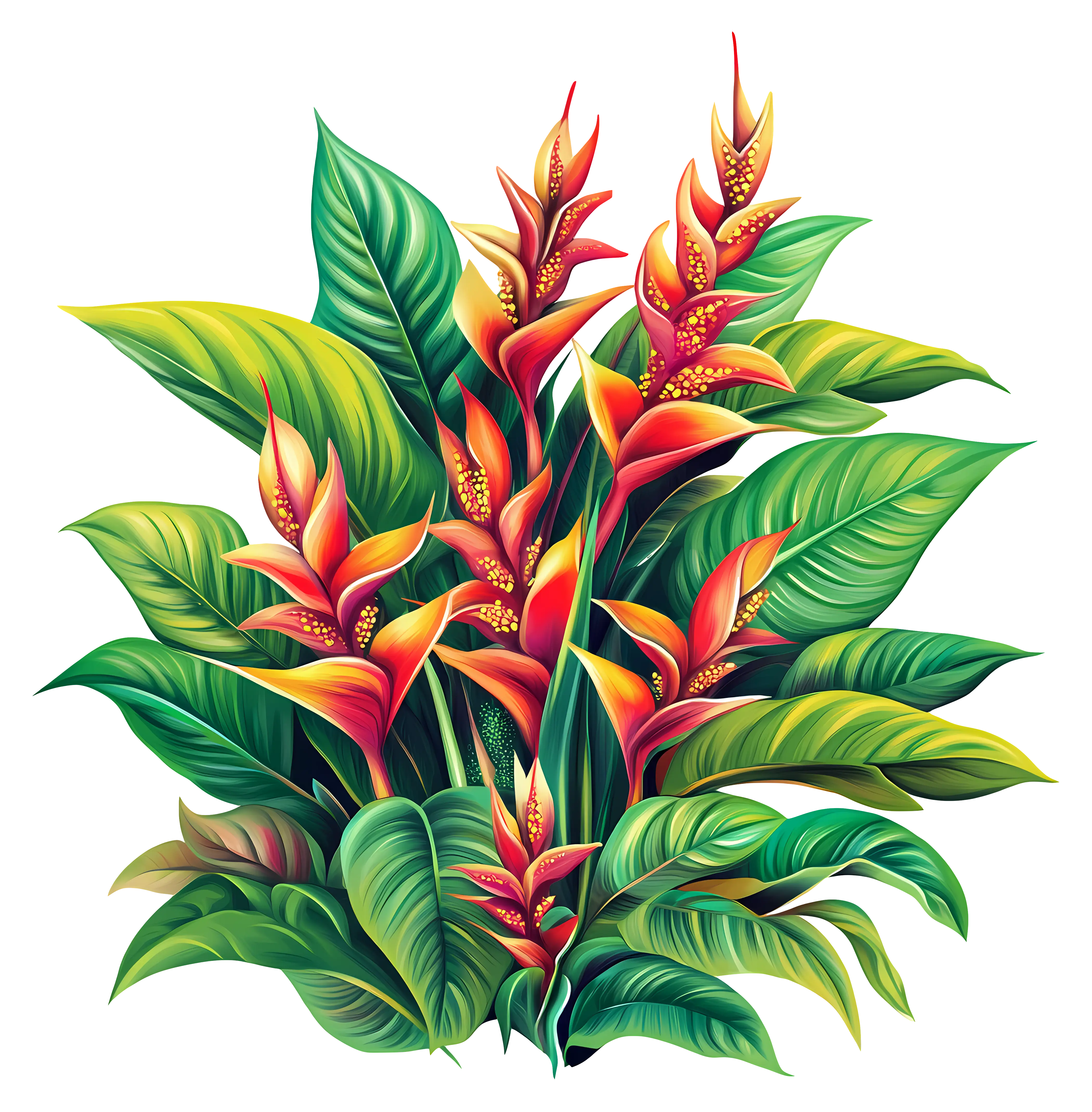 Tropical Flowers with Colorful Leaves