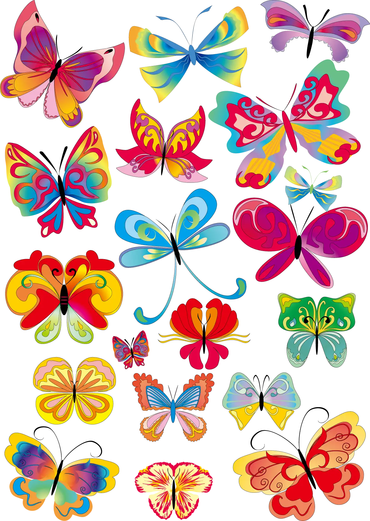 Collection of Colorful Butterfly Illustrations