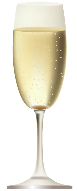 Champagne Glass with Sparkling Bubbles