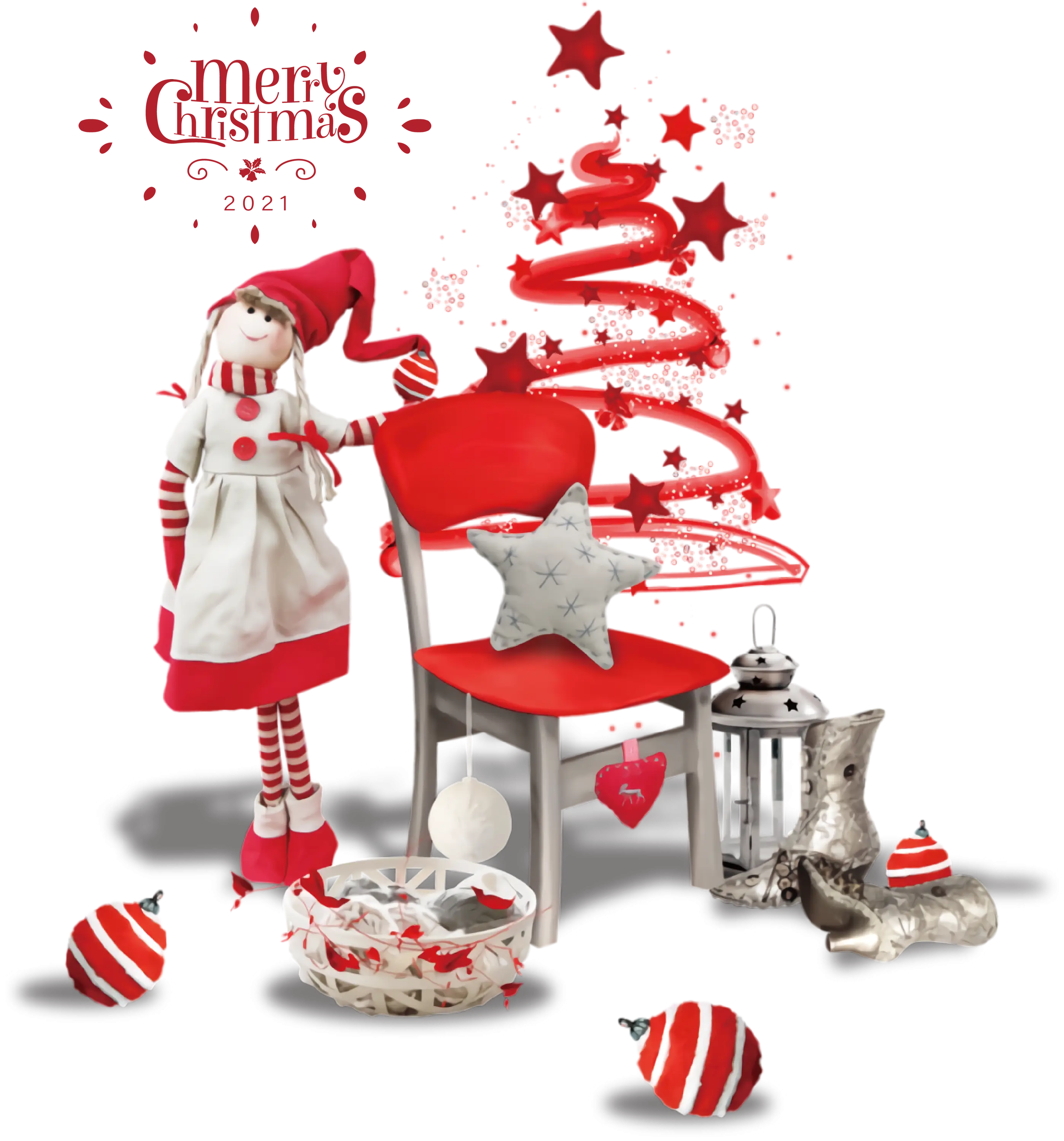 Christmas Doll and Decor