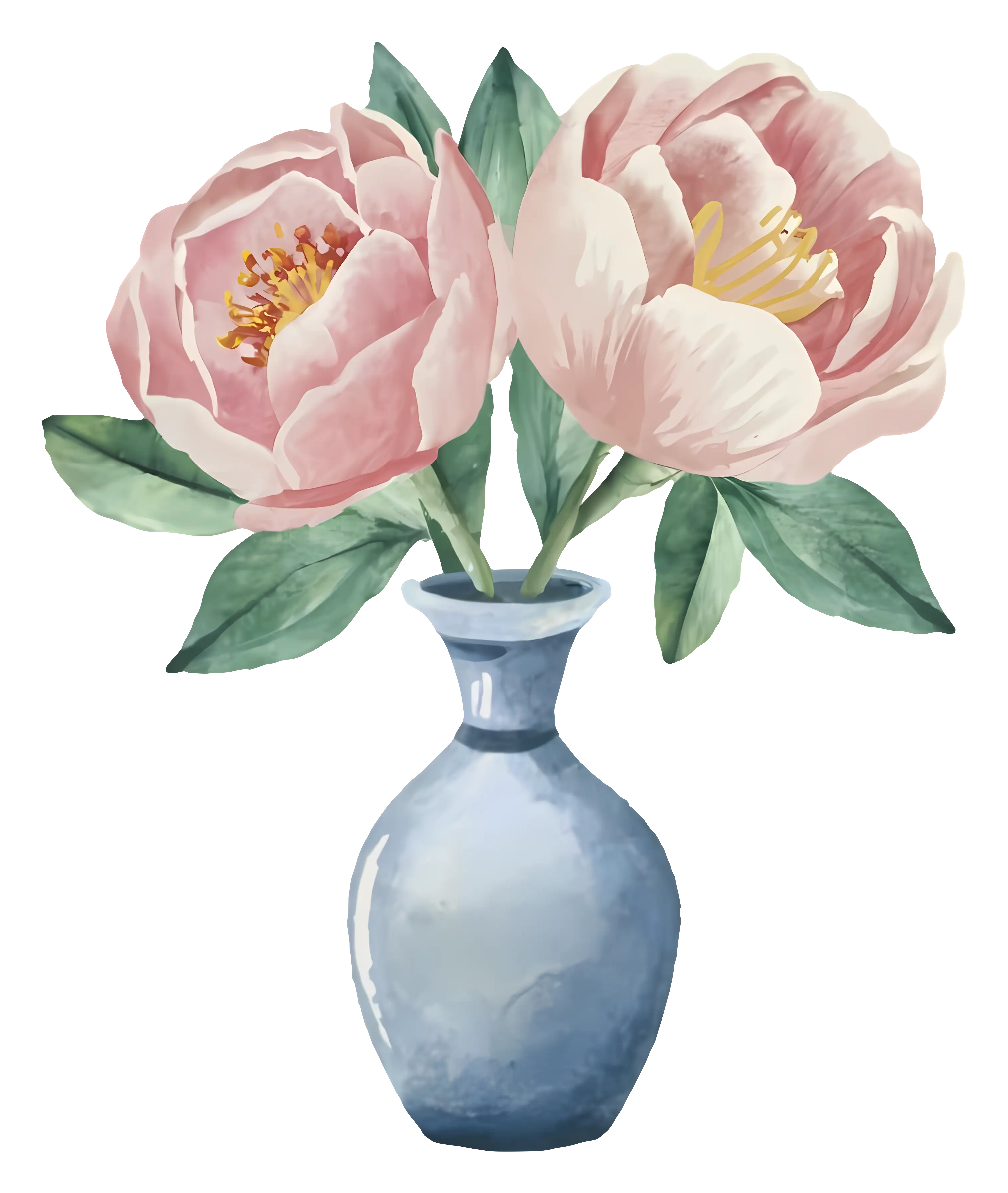 Pink Flowers in a Blue Vase Art