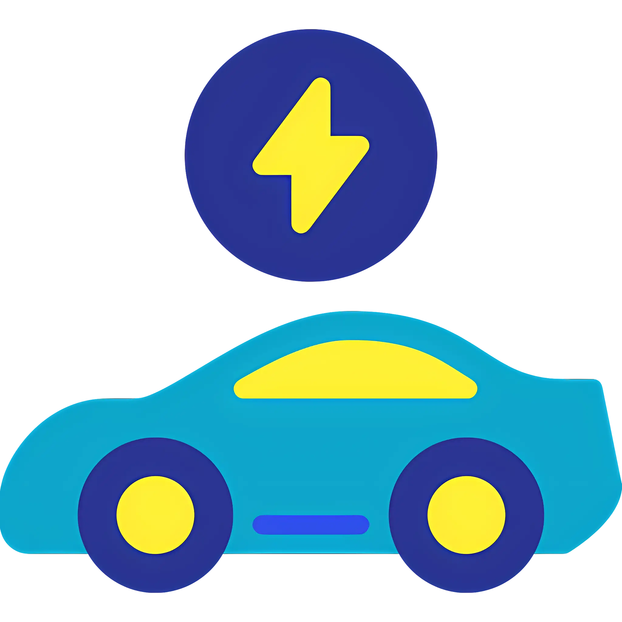 Blue and Yellow Electric Vehicle Icon