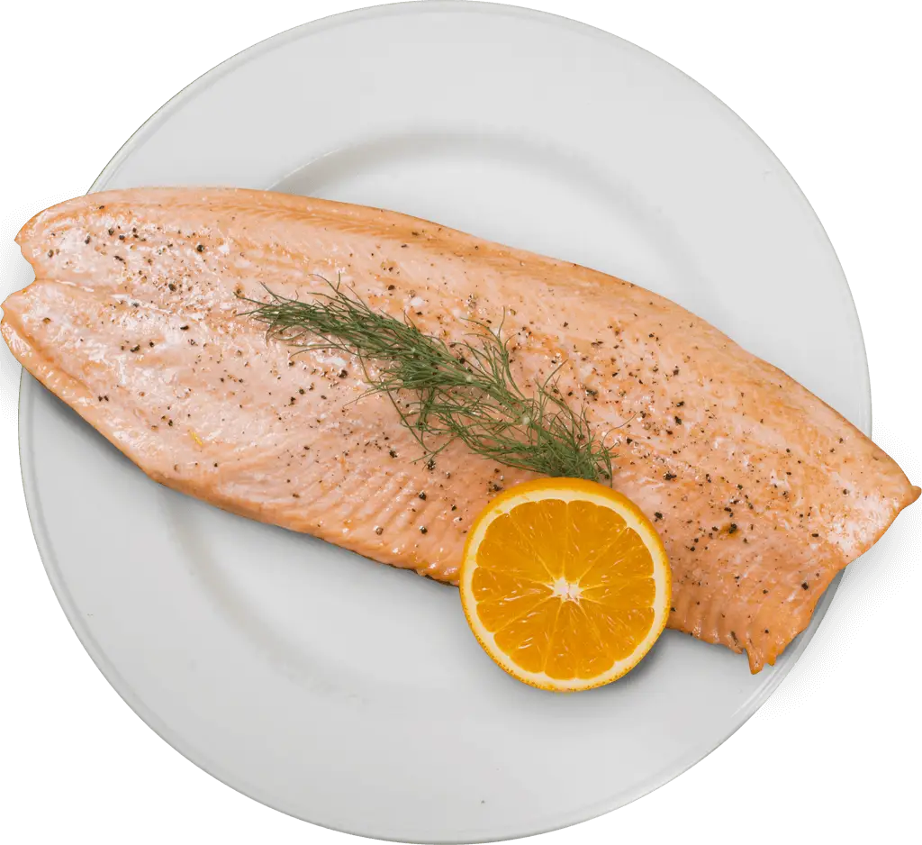 Cooked Salmon Fillet with Orange Slice
