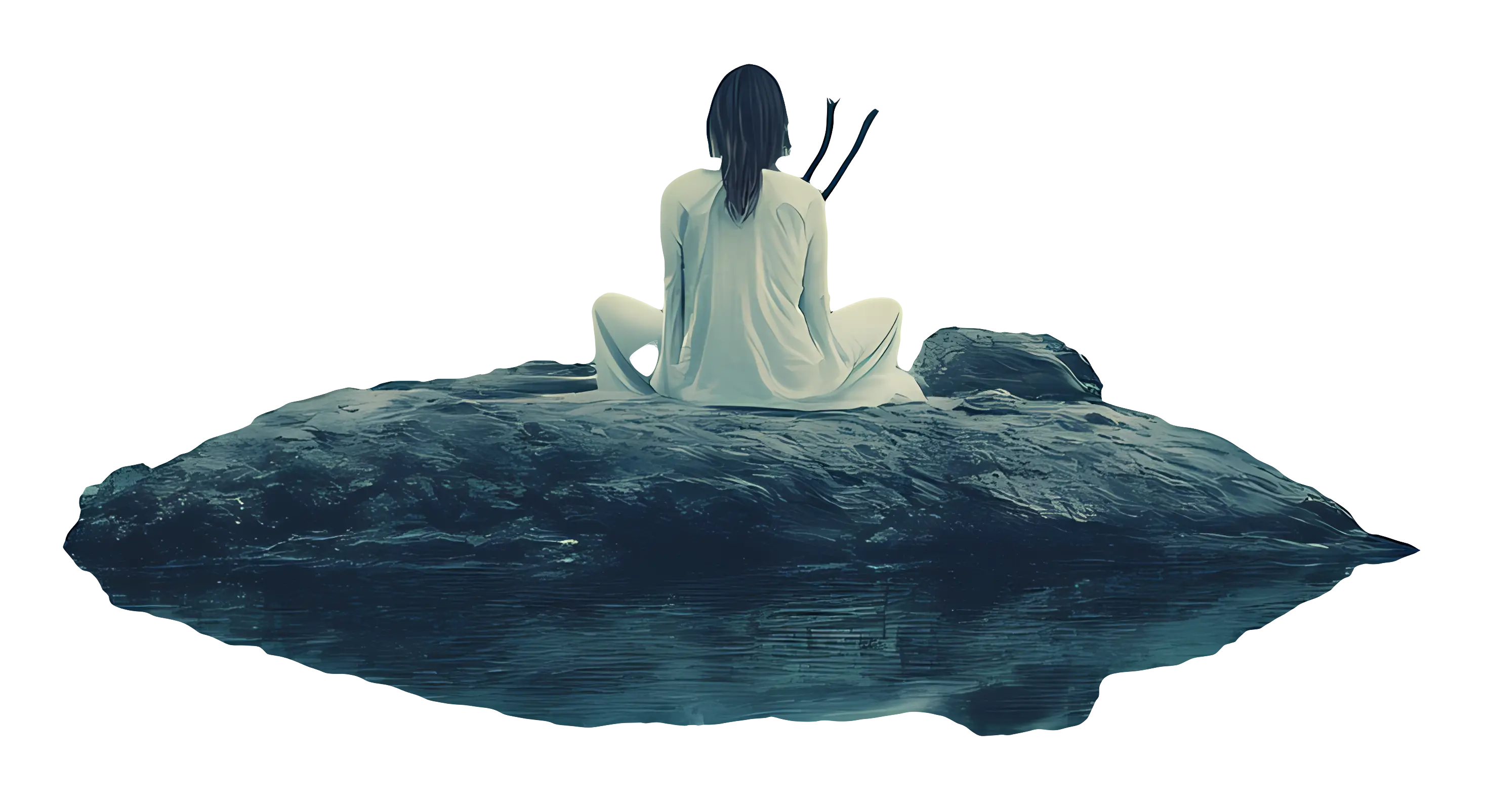 Person Meditating on Rock