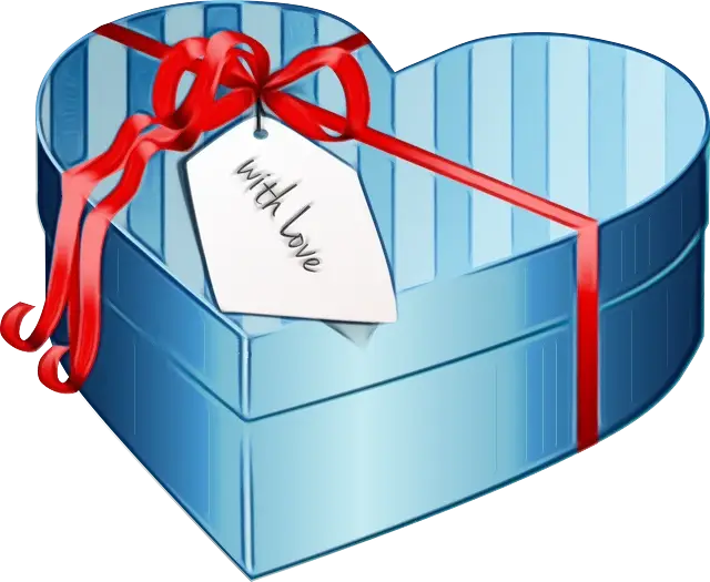 Blue Heart-Shaped Gift Box with Ribbon