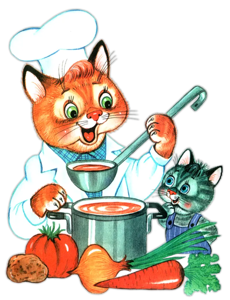 Chef Cat Cooking Cartoon