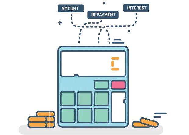 Calculator with financial terms