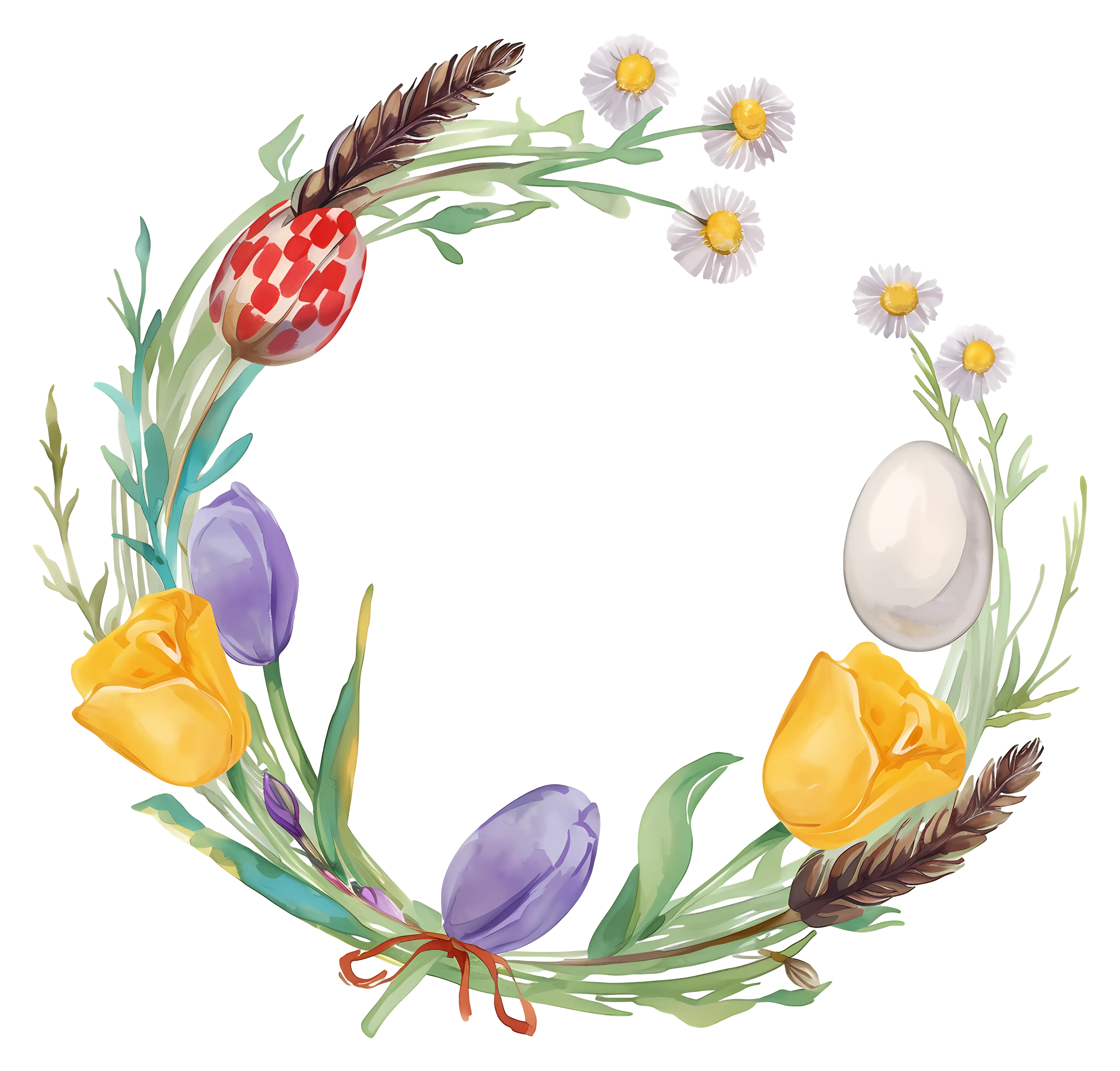 Floral Easter Wreath with Eggs and Flowers