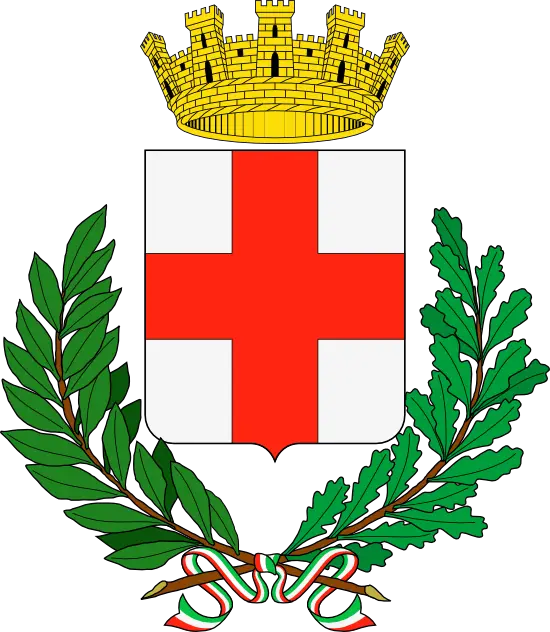 Coat of Arms with Red Cross and Crown Symbol