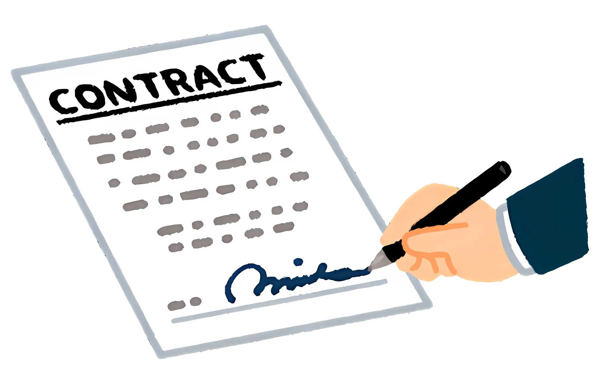 Illustration of Contract Signing with Pen