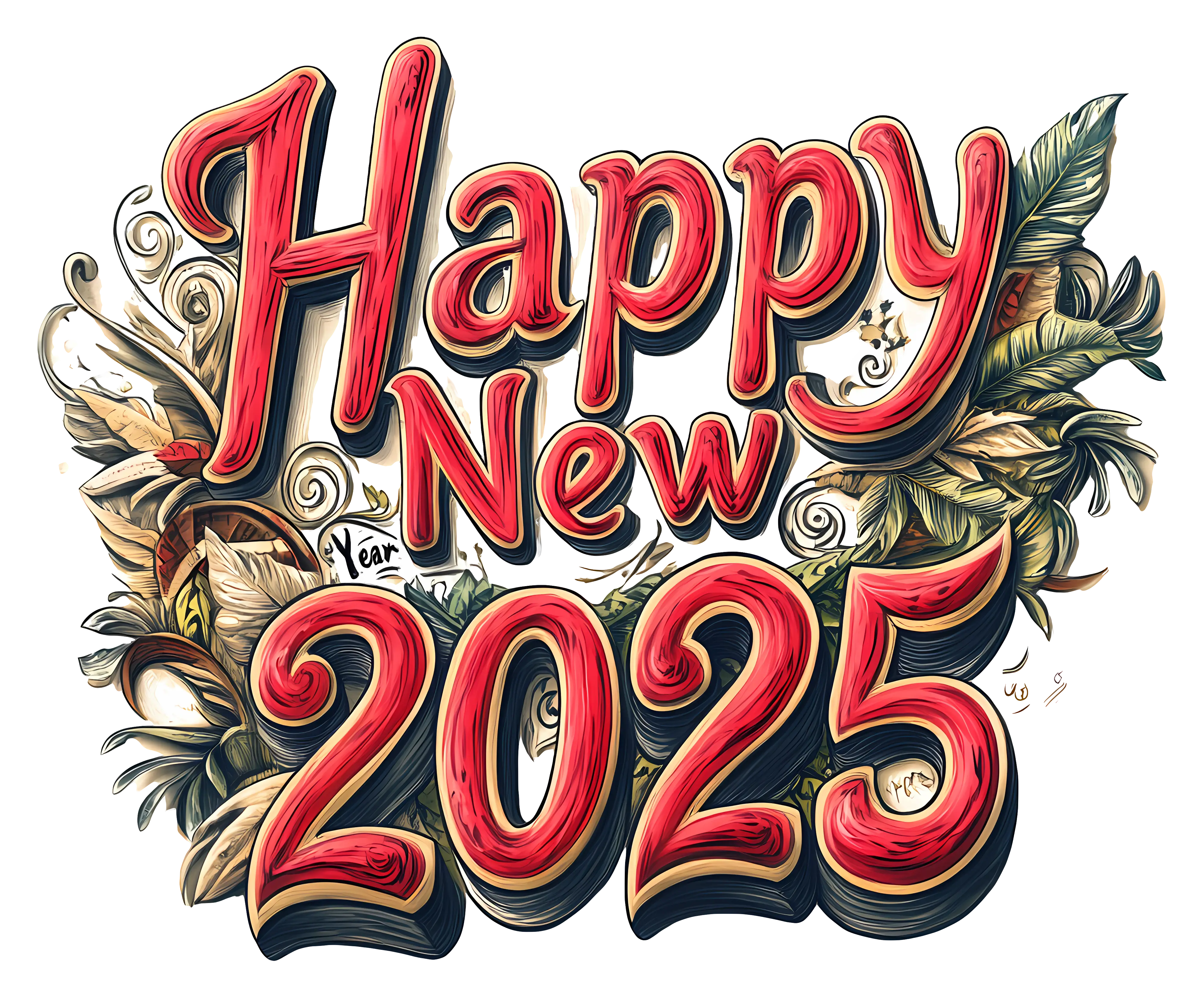 Happy New Year 2025 with Floral Design