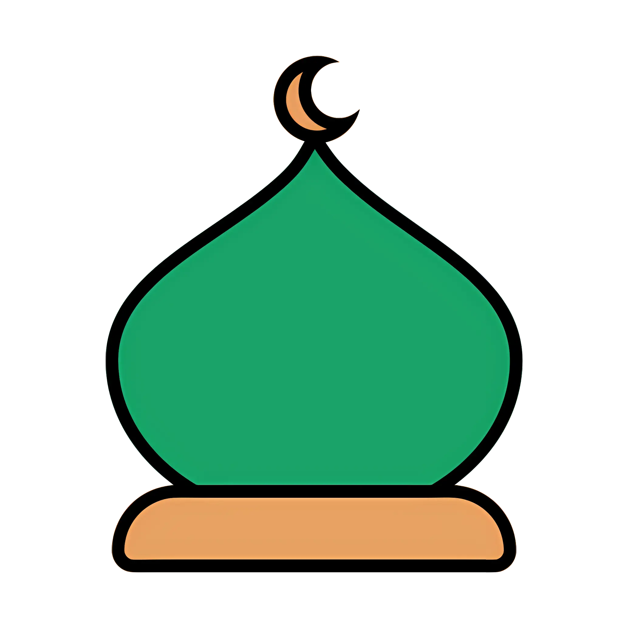Green Mosque Icon with Crescent Symbol