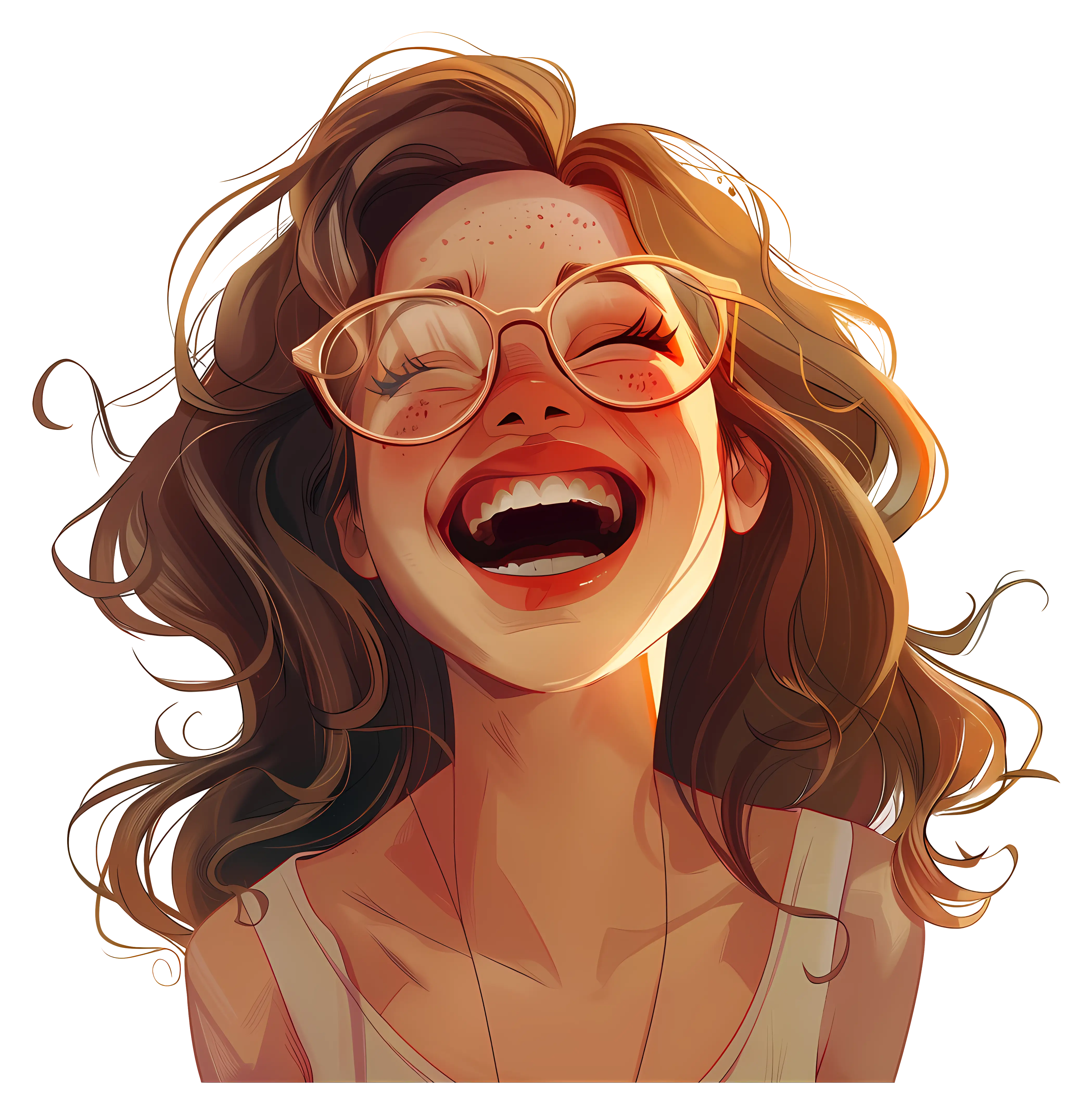 Joyful Laughing Woman with Glasses