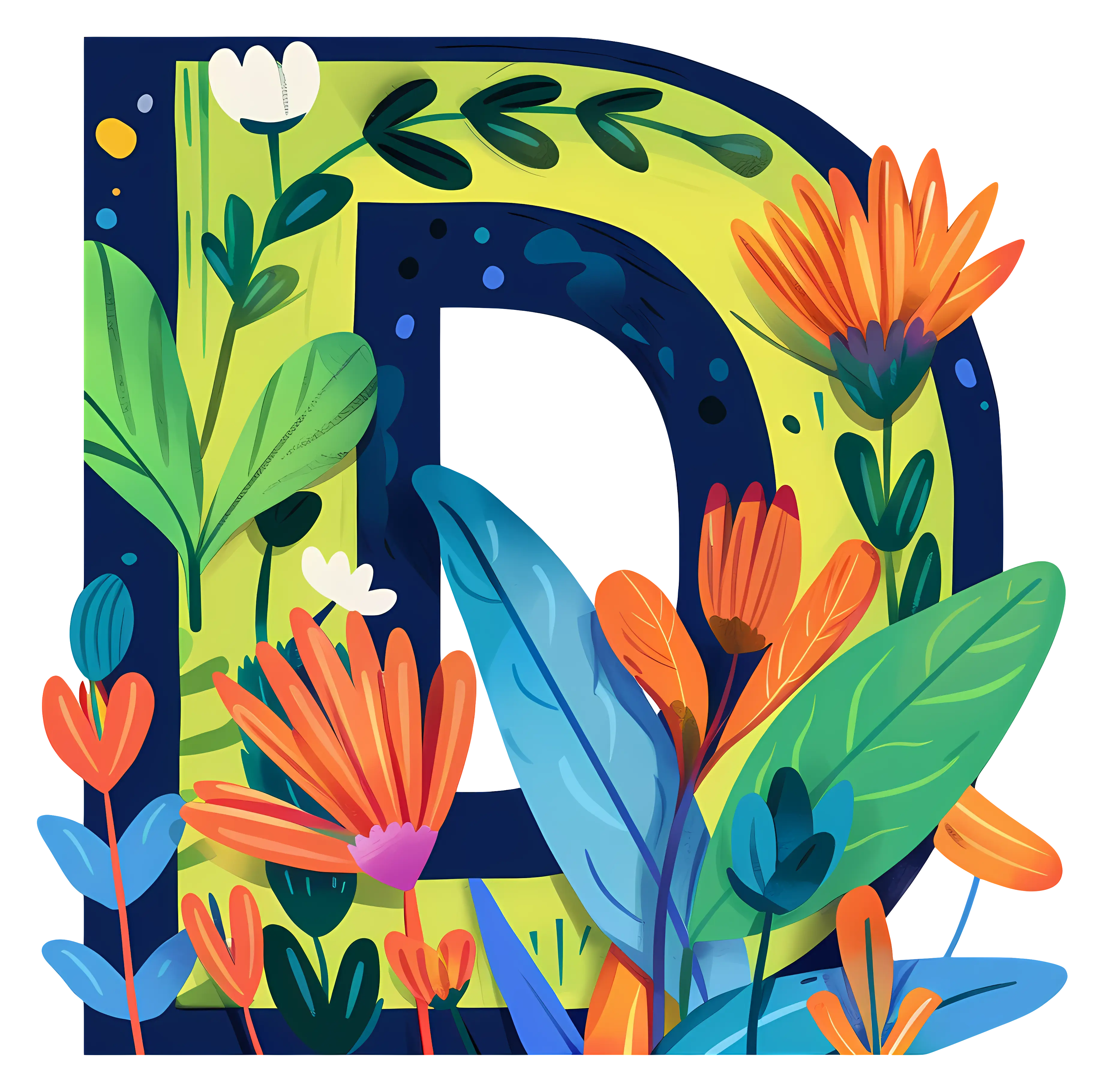 Decorative Floral Letter D