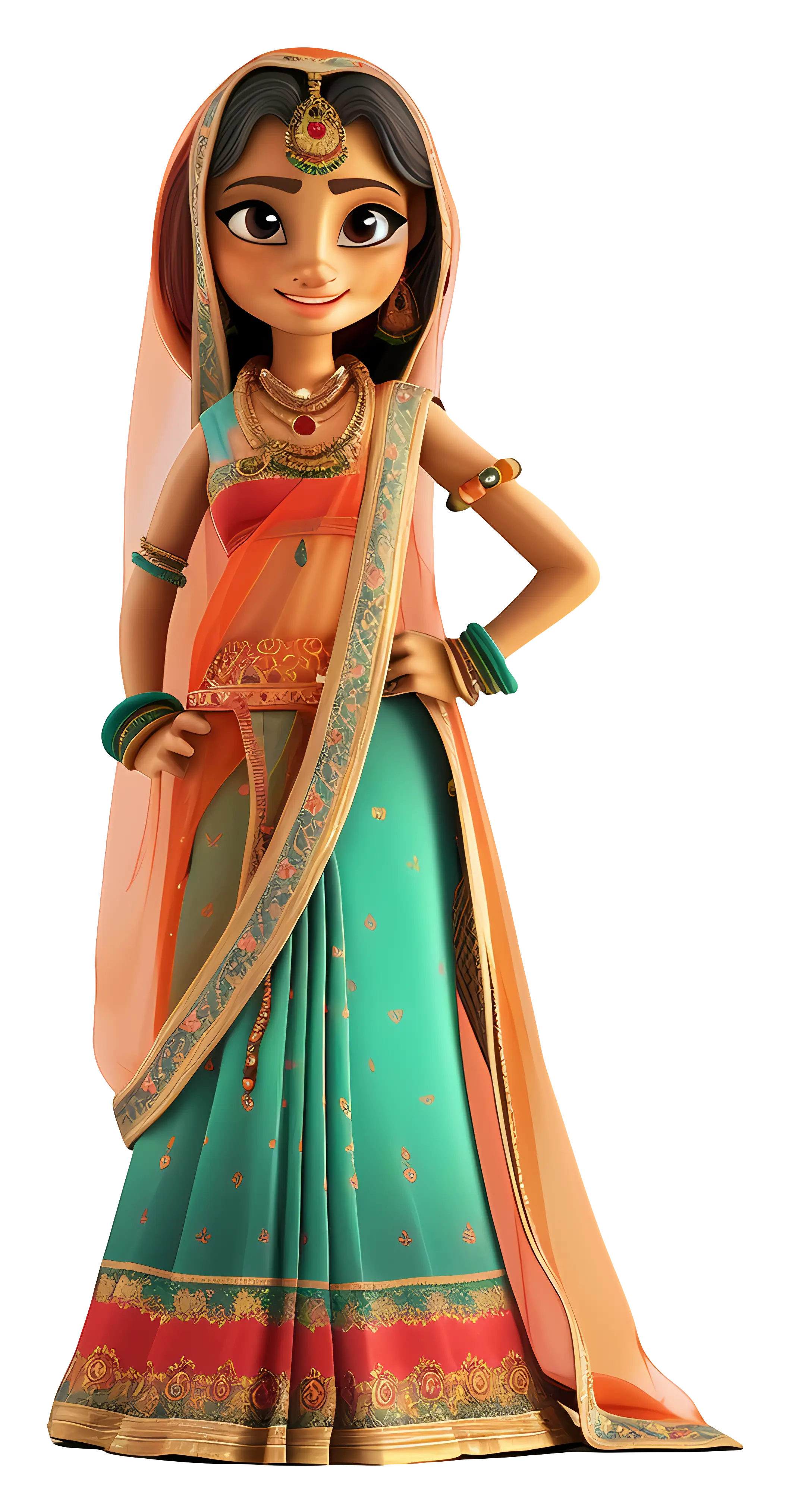 Animated Woman in Traditional Dress