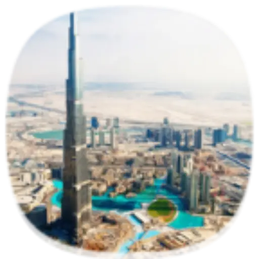 Aerial View of Burj Khalifa in Dubai
