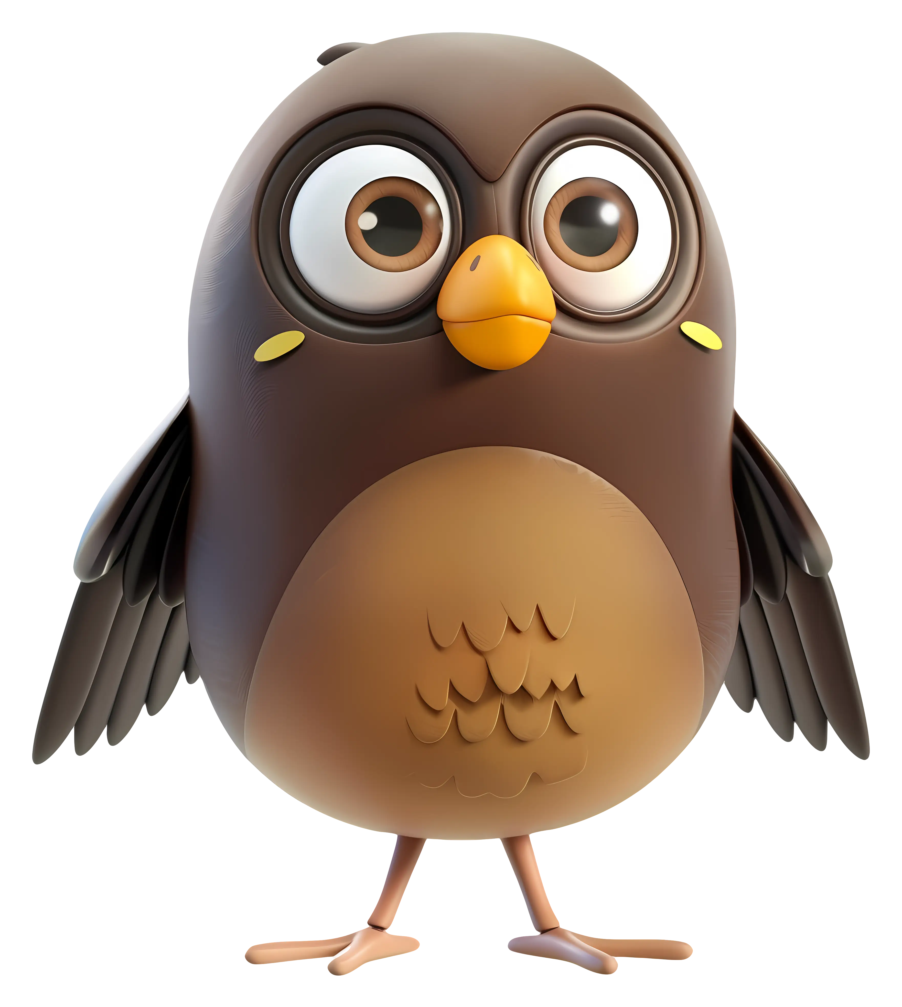Adorable Cartoon Brown Bird Illustration