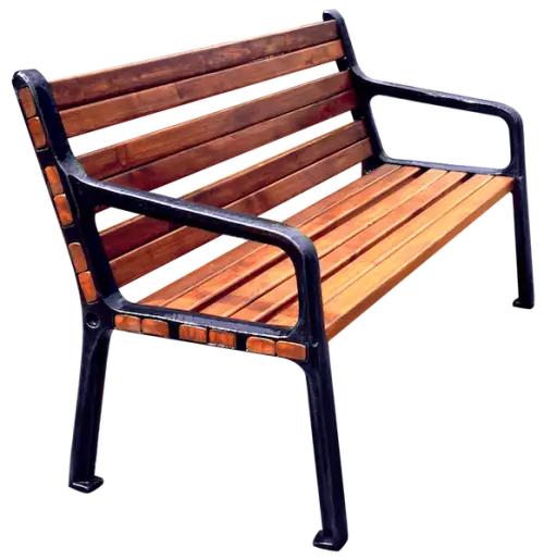 Wooden Park Bench with Metal Frame