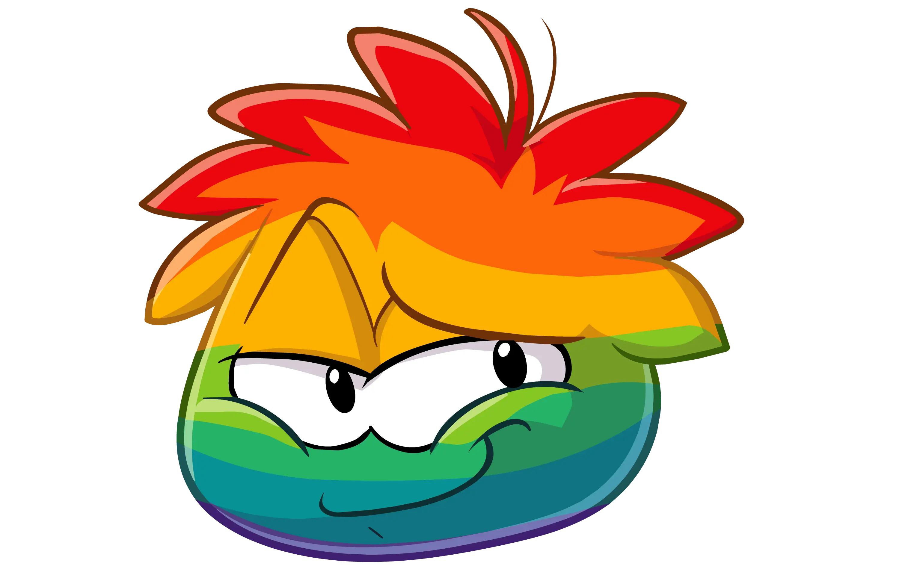 Rainbow Cartoon Face with Curious Expression