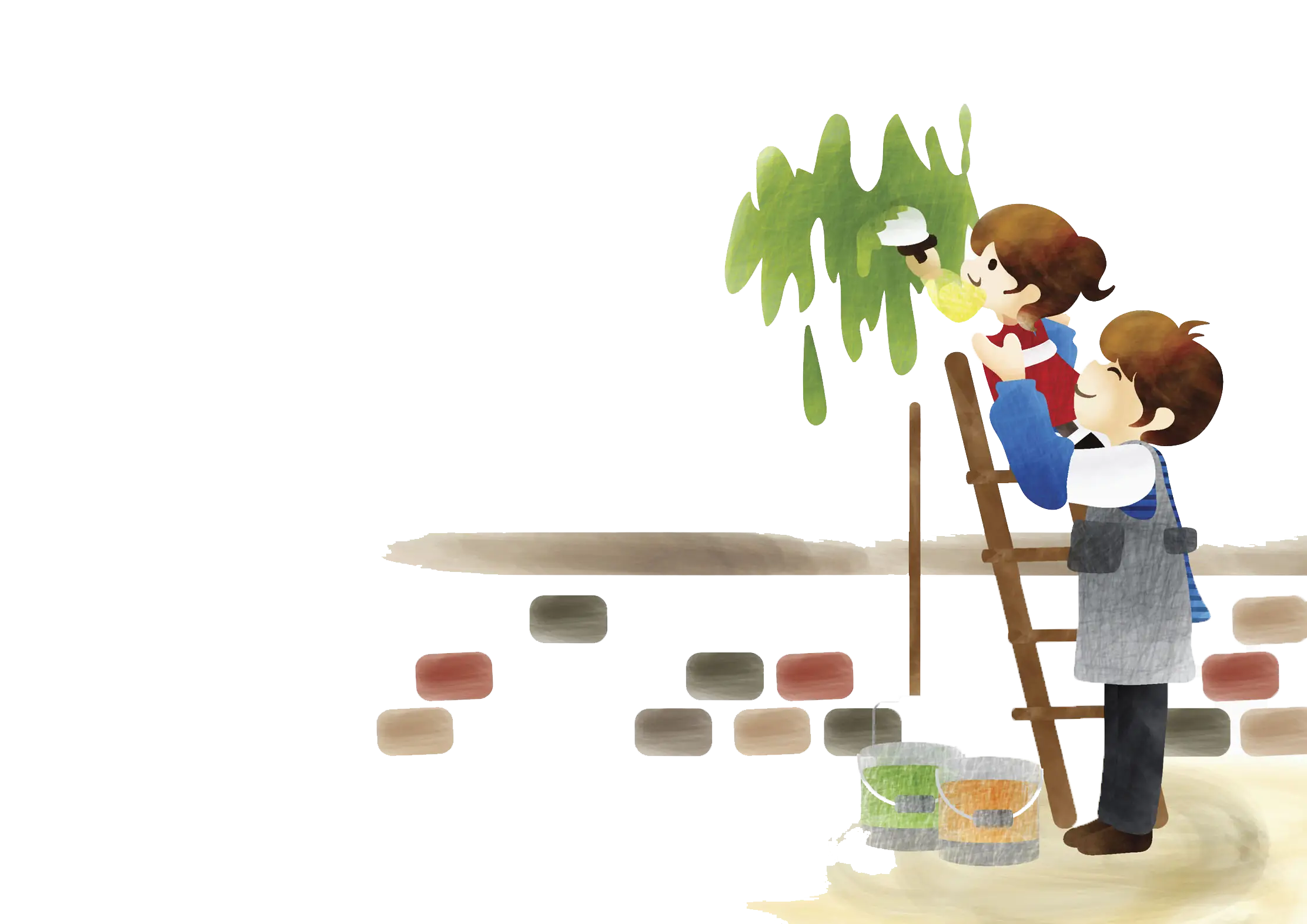 Children Painting a Wall