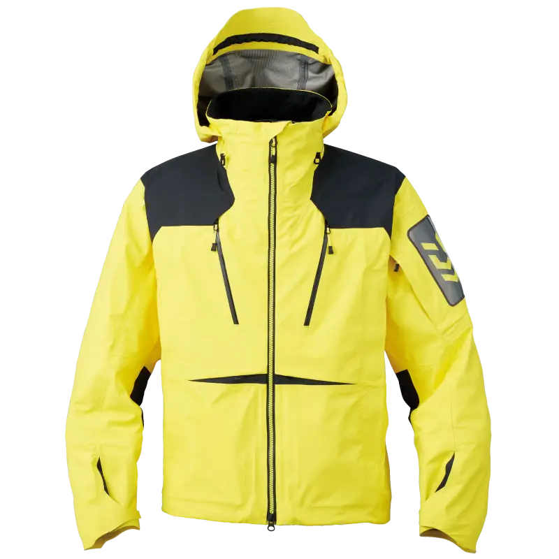 Yellow and Black Hooded Jacket for Outdoor Activities