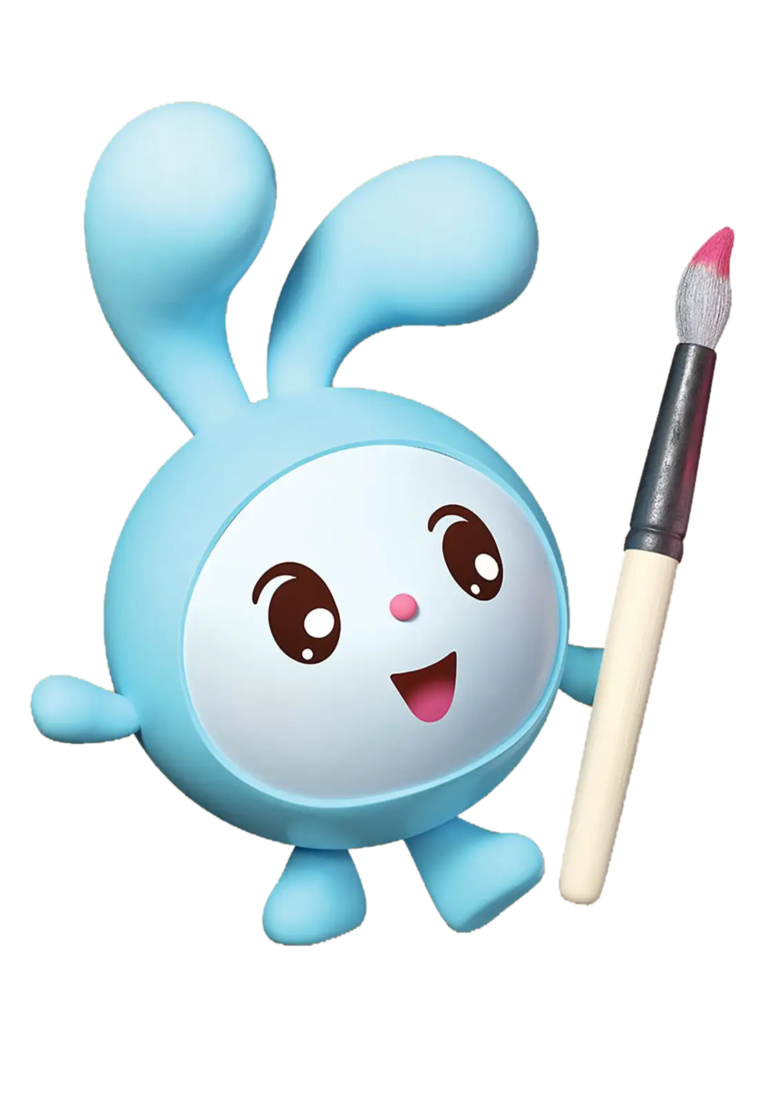 Cute Blue Bunny with Paintbrush