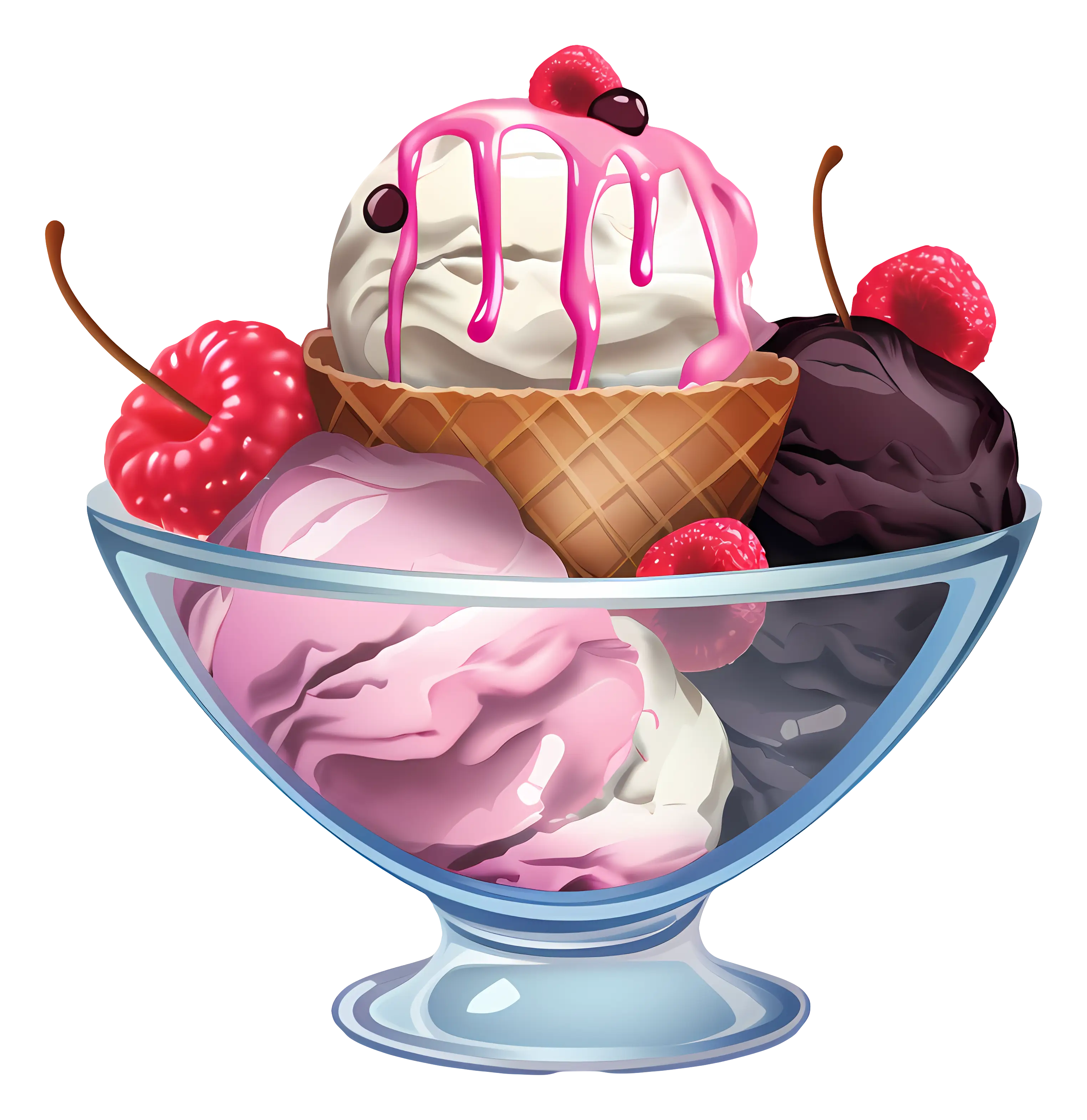 Delicious Ice Cream Sundae in a Glass Bowl