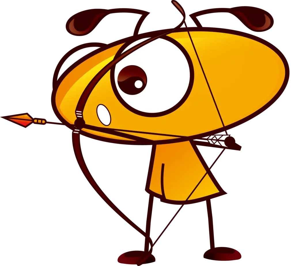 Cartoon Archer Ant with Bow and Arrow