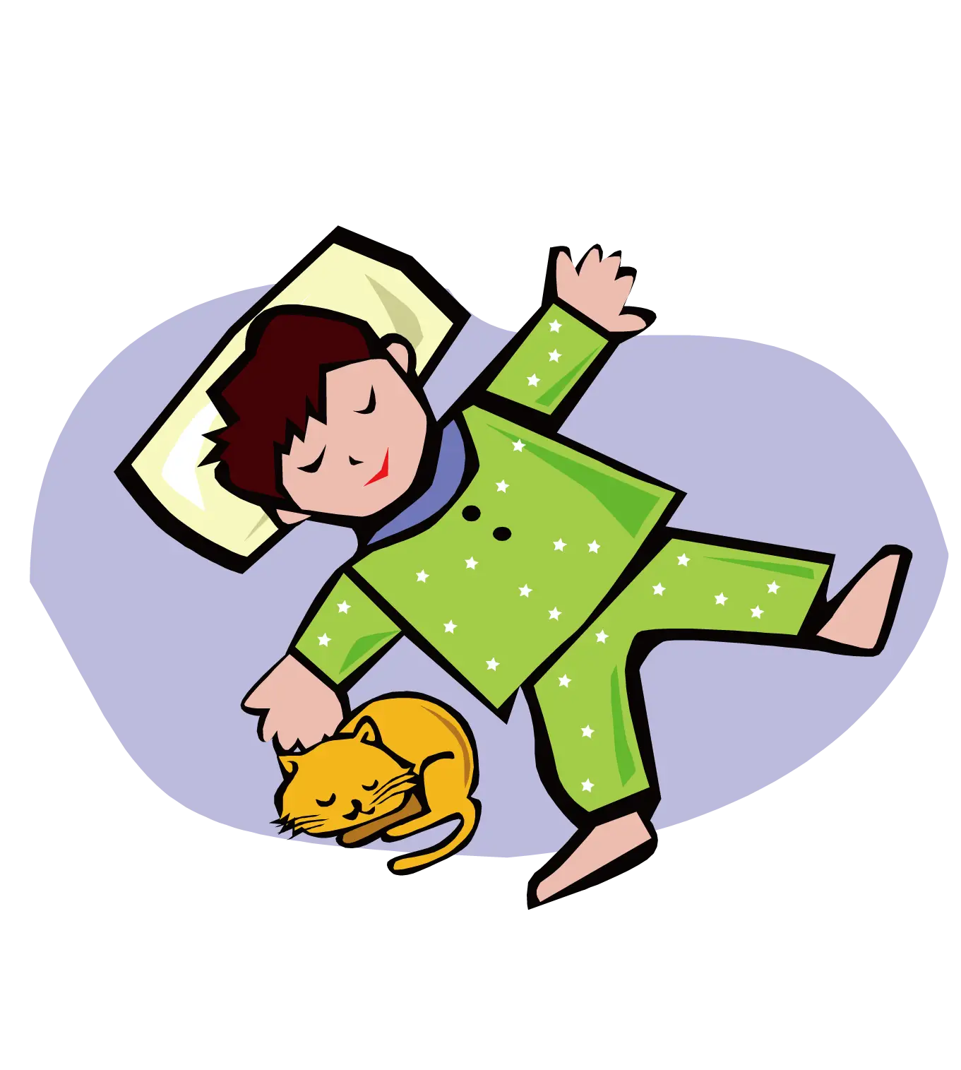 Sleeping Child with Cat Illustration