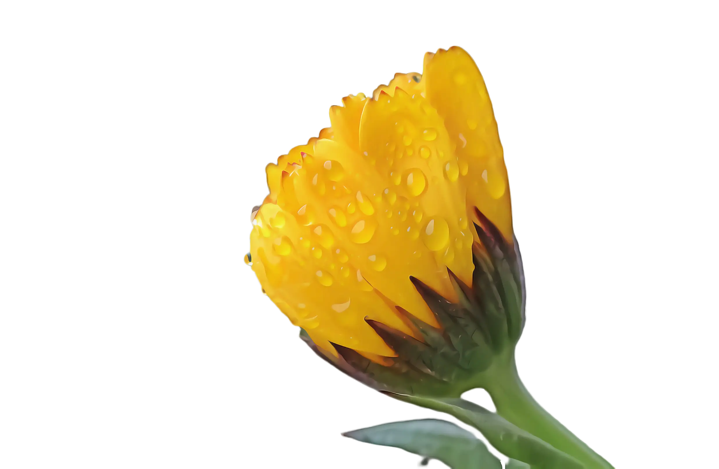 Yellow Flower Covered with Dewdrops
