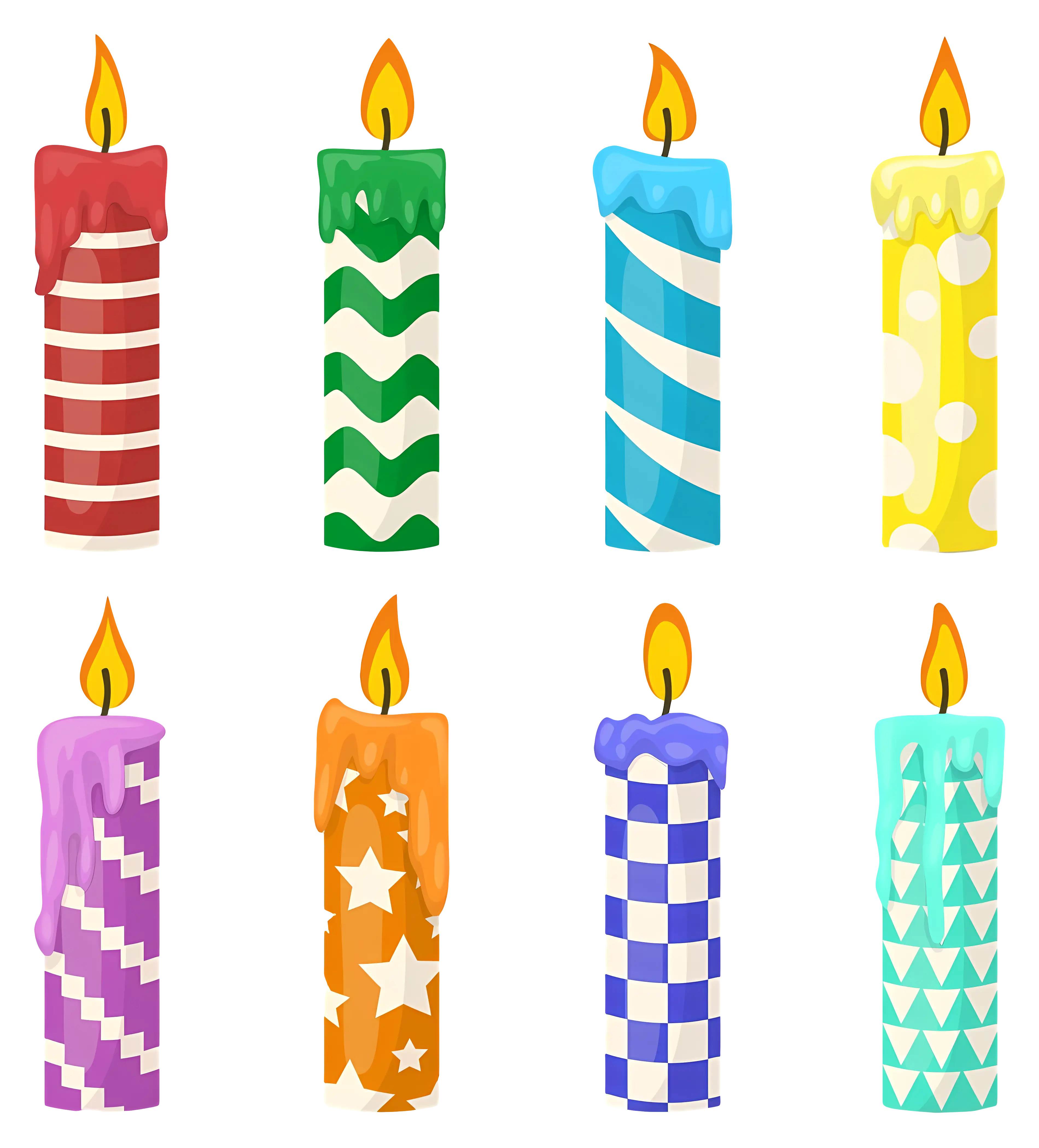 Colorful Patterned Candles in Various Designs