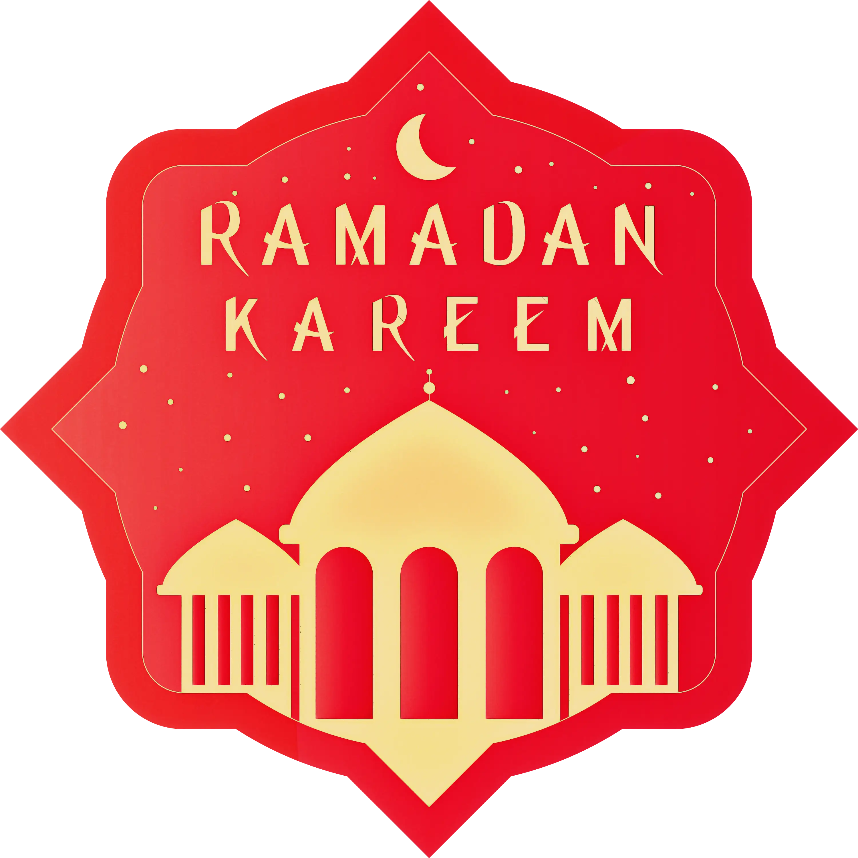 Red Ramadan Kareem Label Design