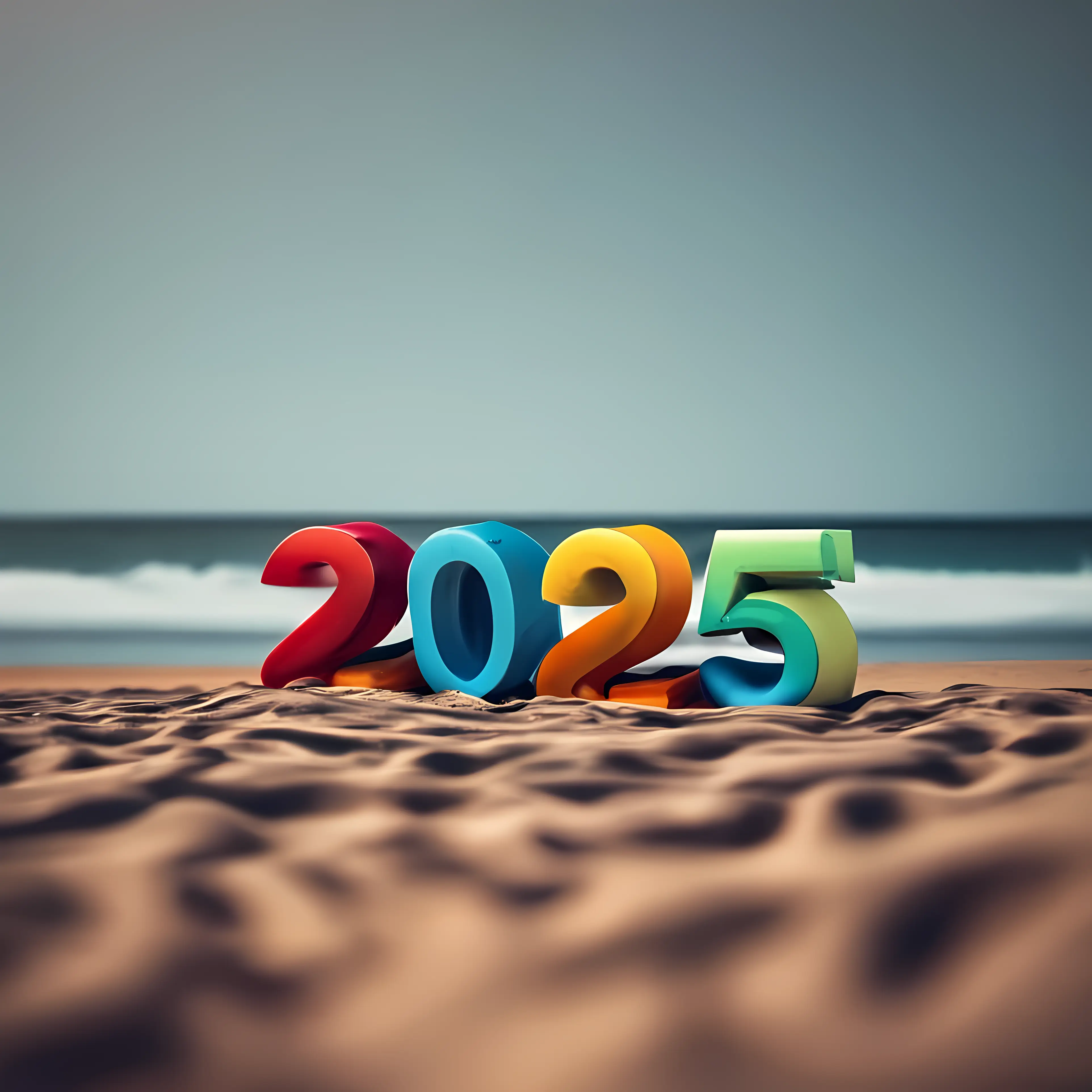 2025 Creative Typography on Sandy Beach