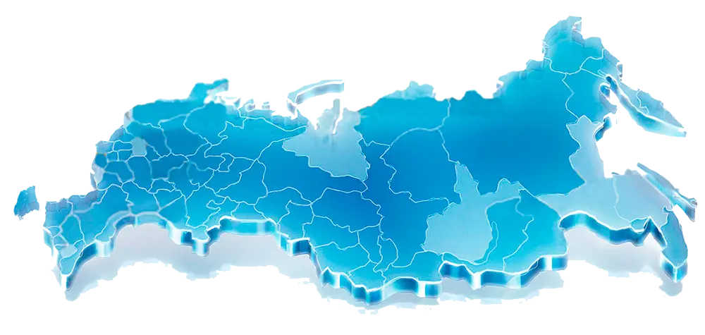 Blue Illustrated Map of Russia