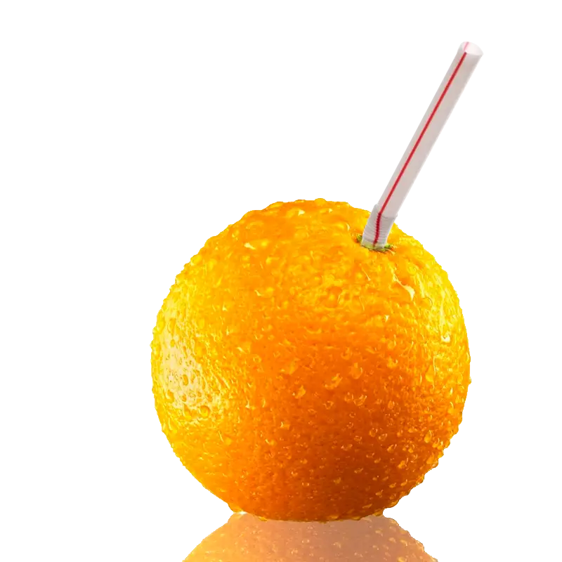 Orange with Straw for Juice
