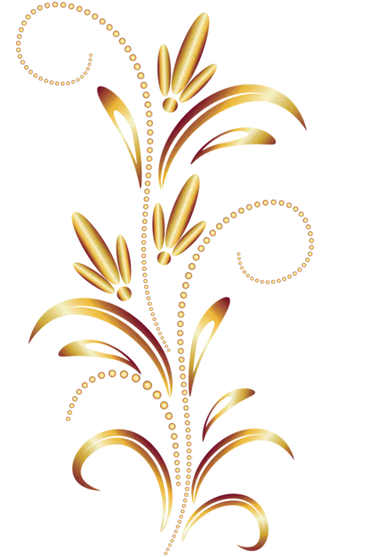 Gold Floral Decorative Illustration for Design Projects