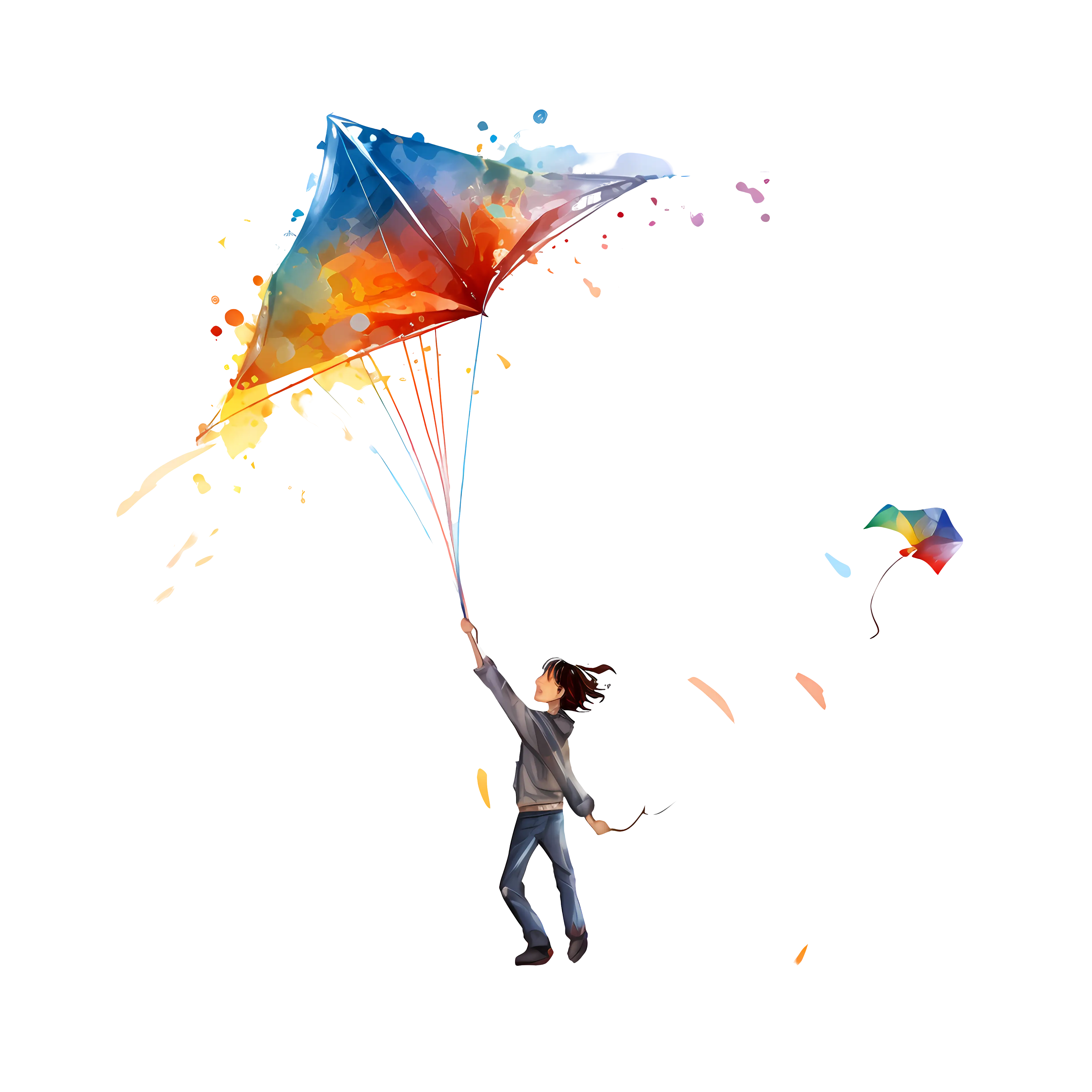 Person Flying a Colorful Kite