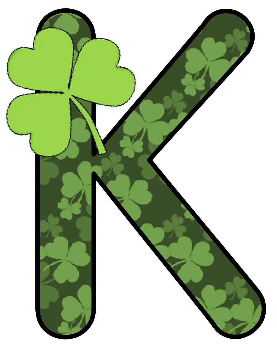 Green Shamrock Letter K