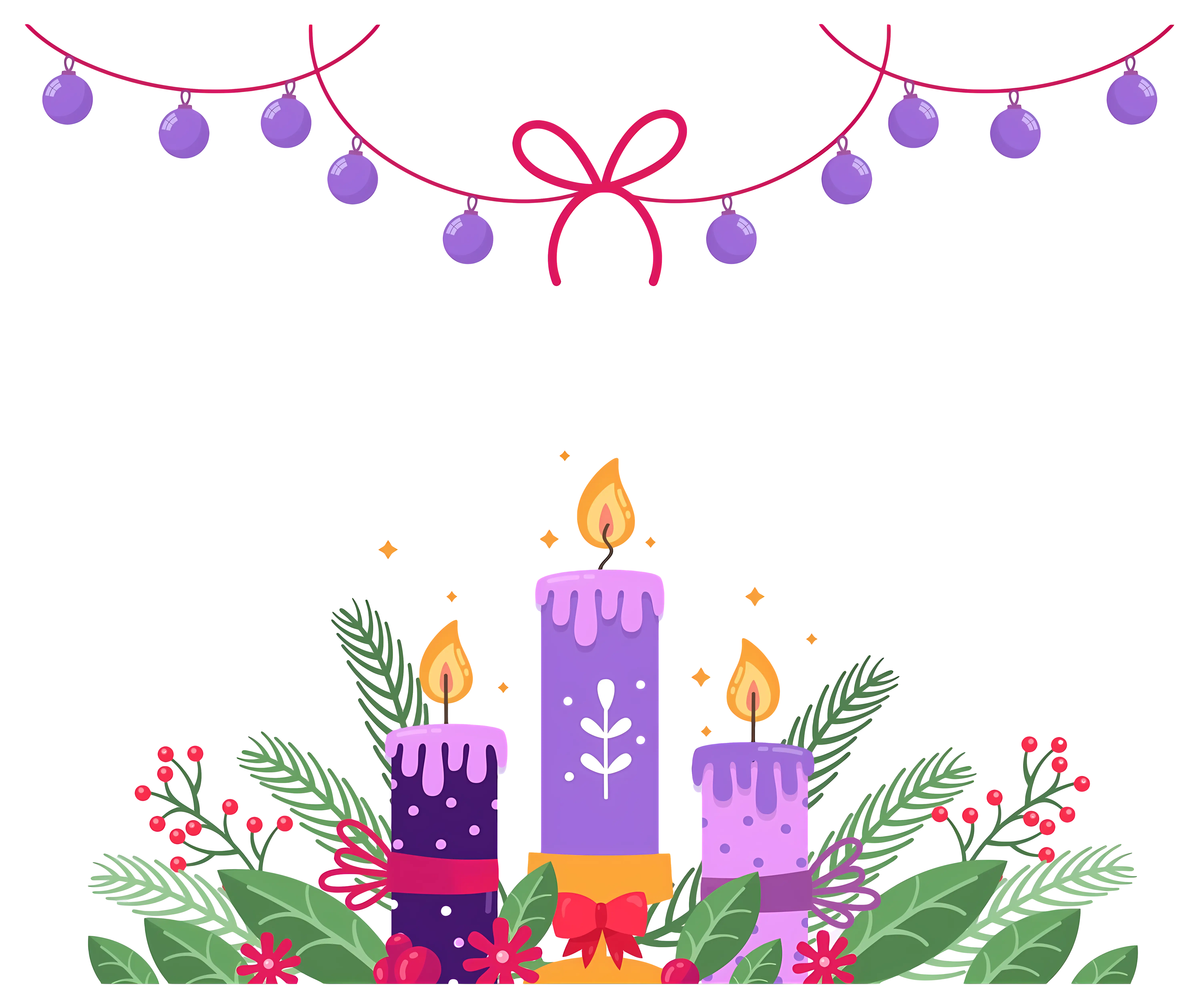 Christmas Purple Candles