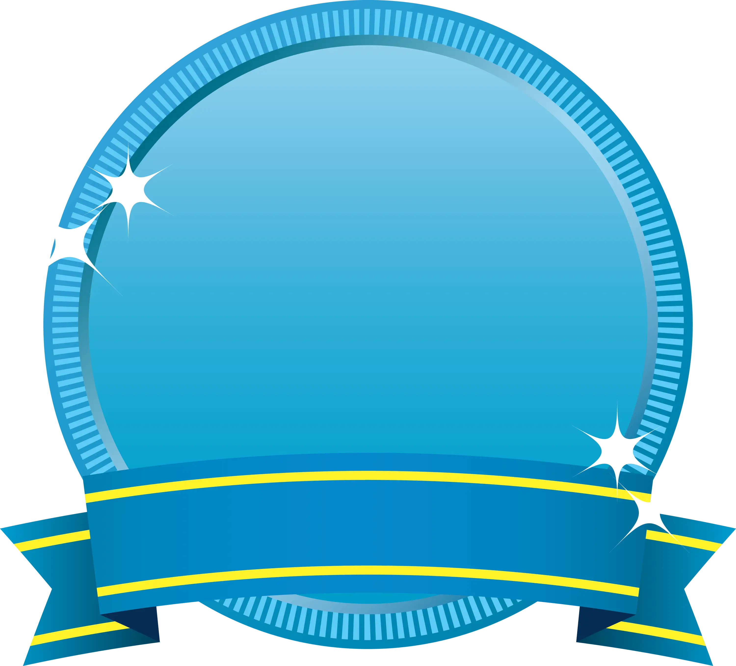 Blue Circle Badge with Ribbon Design