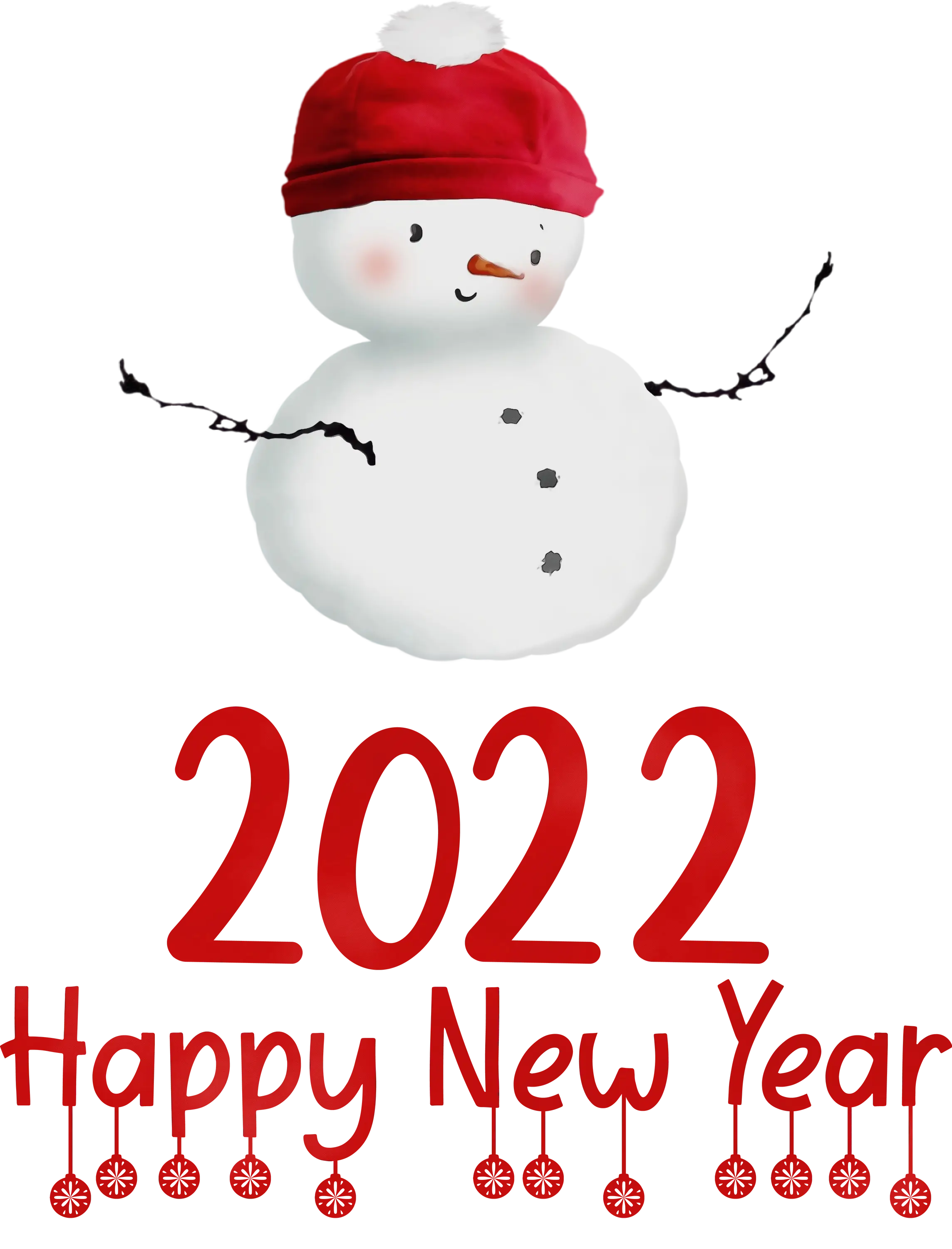 Snowman Themed Happy 2022 New Year Card