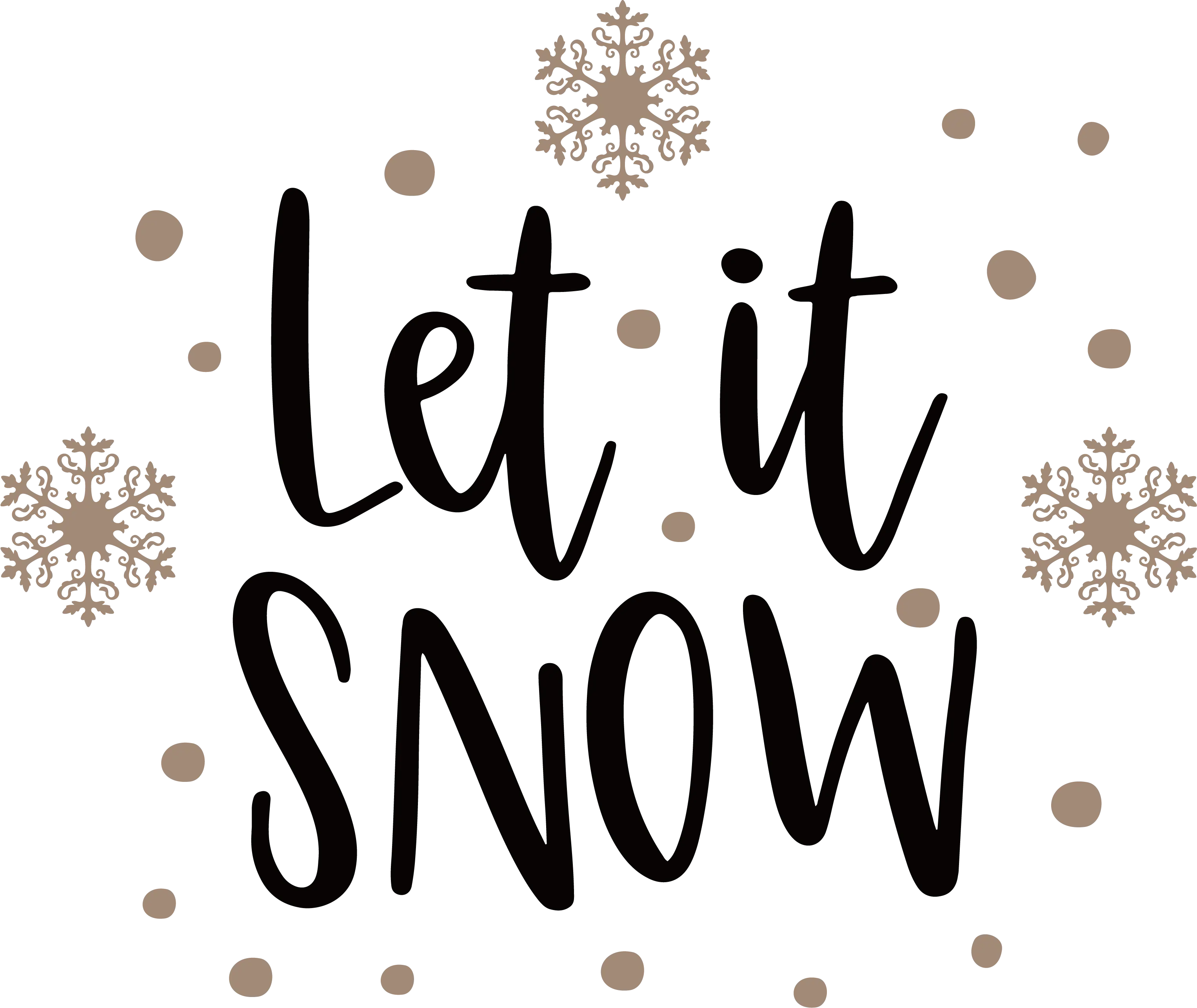 Let It Snow Typography with Snowflakes
